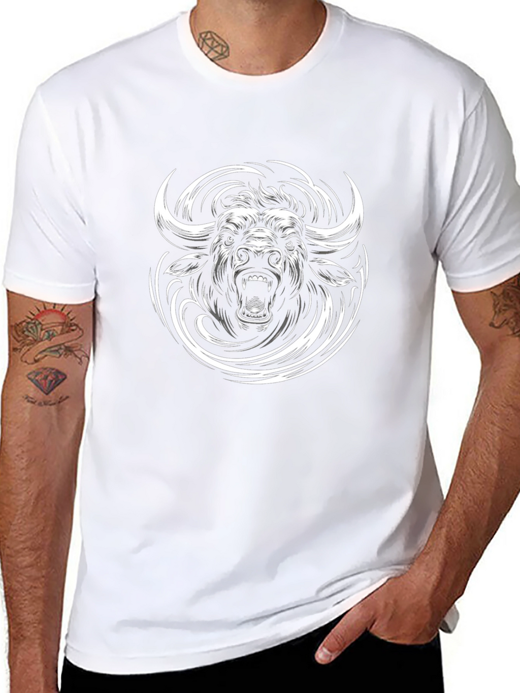 Black Bull Graphic Tee - Bold Animal Print