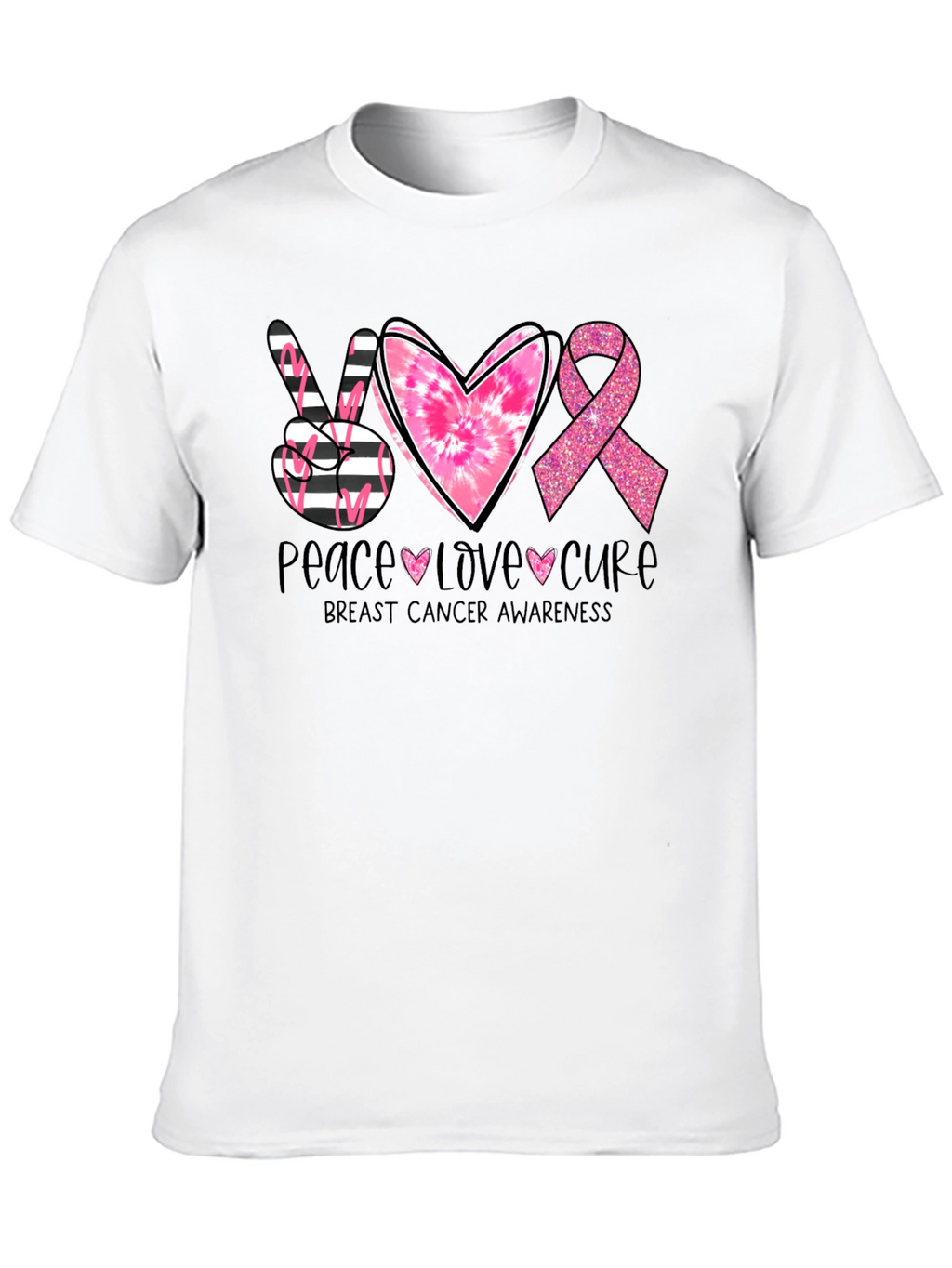 Peace Love Cure Breast Cancer Awareness T-Shirt