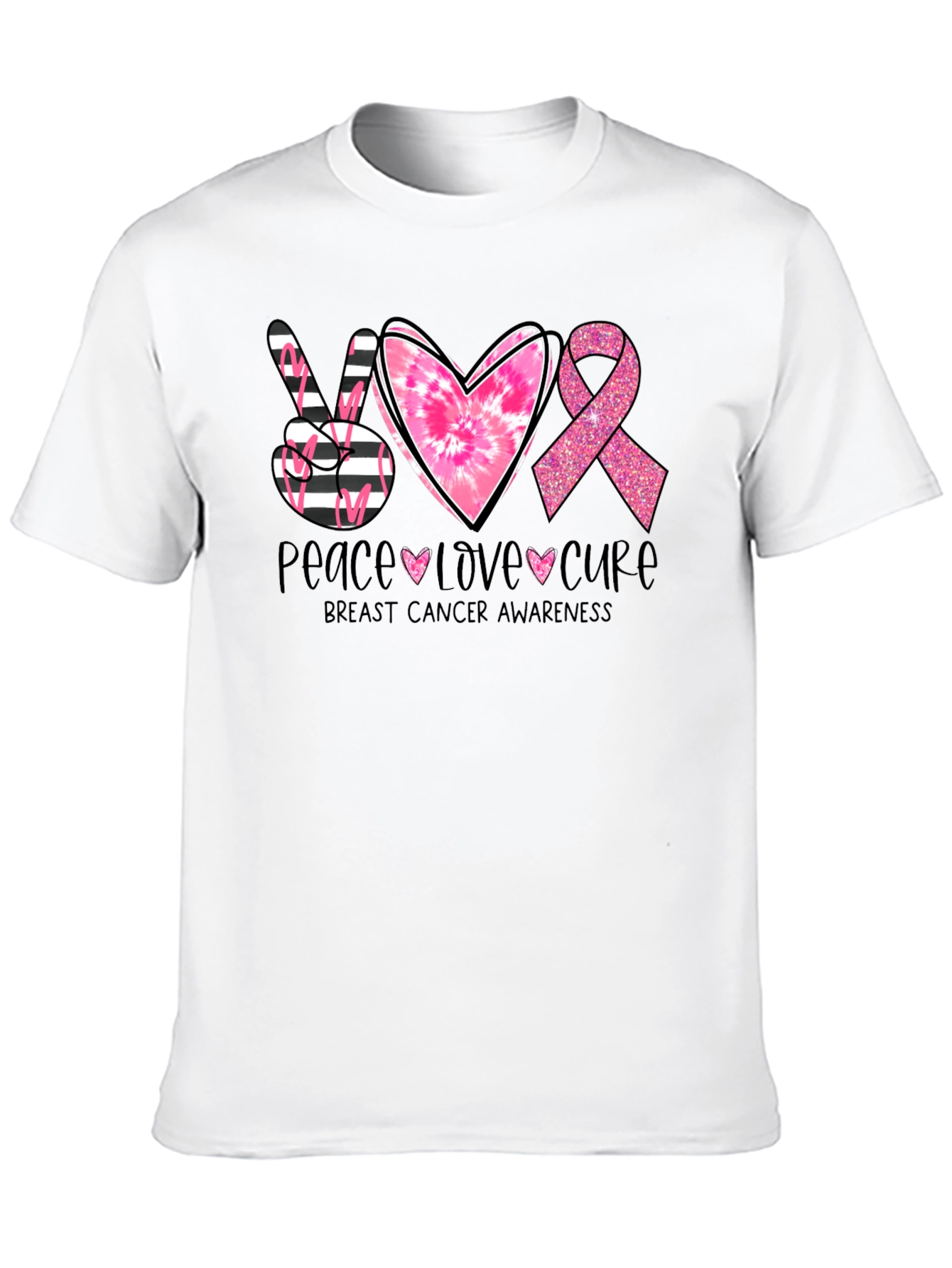 Peace Love Cure Breast Cancer Awareness T-Shirt