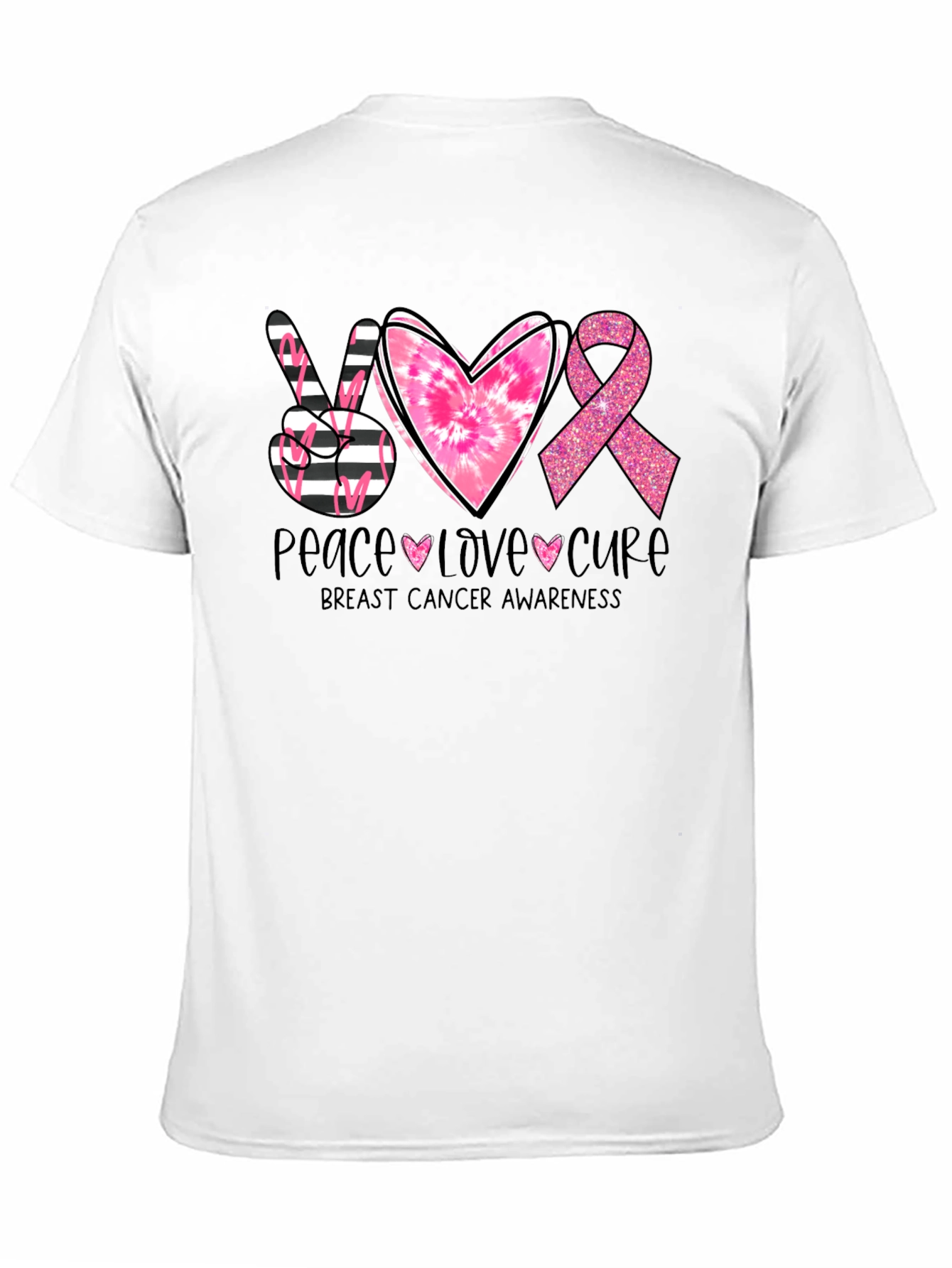 Peace Love Cure Breast Cancer Awareness T-Shirt
