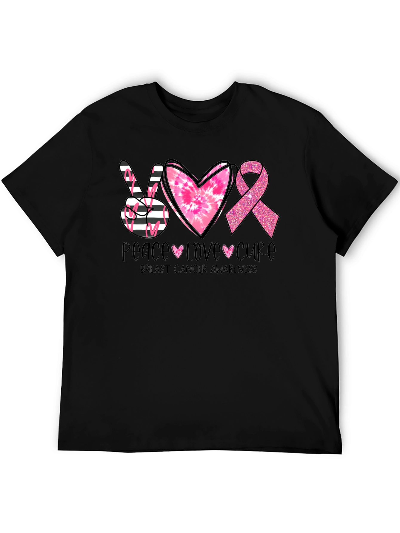 Peace Love Cure Breast Cancer Awareness T-Shirt