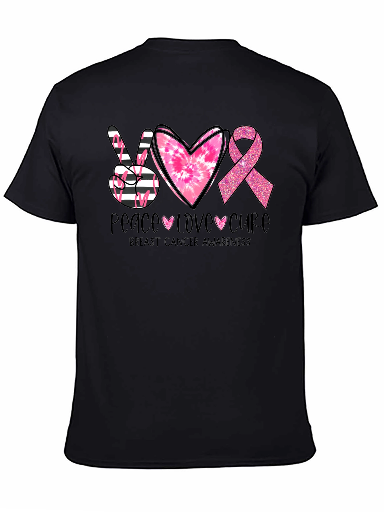 Peace Love Cure Breast Cancer Awareness T-Shirt
