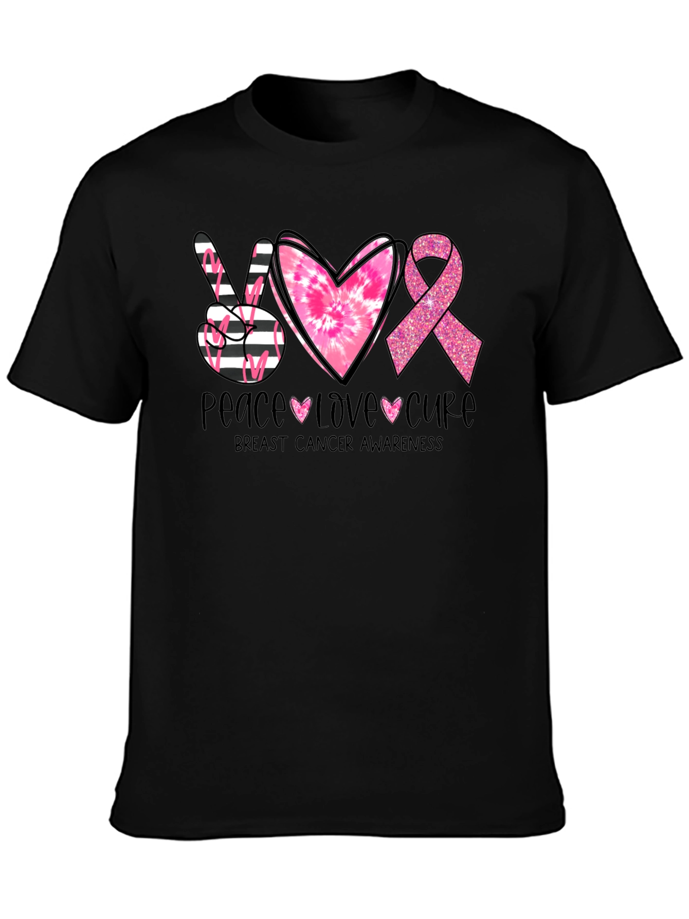 Peace Love Cure Breast Cancer Awareness T-Shirt