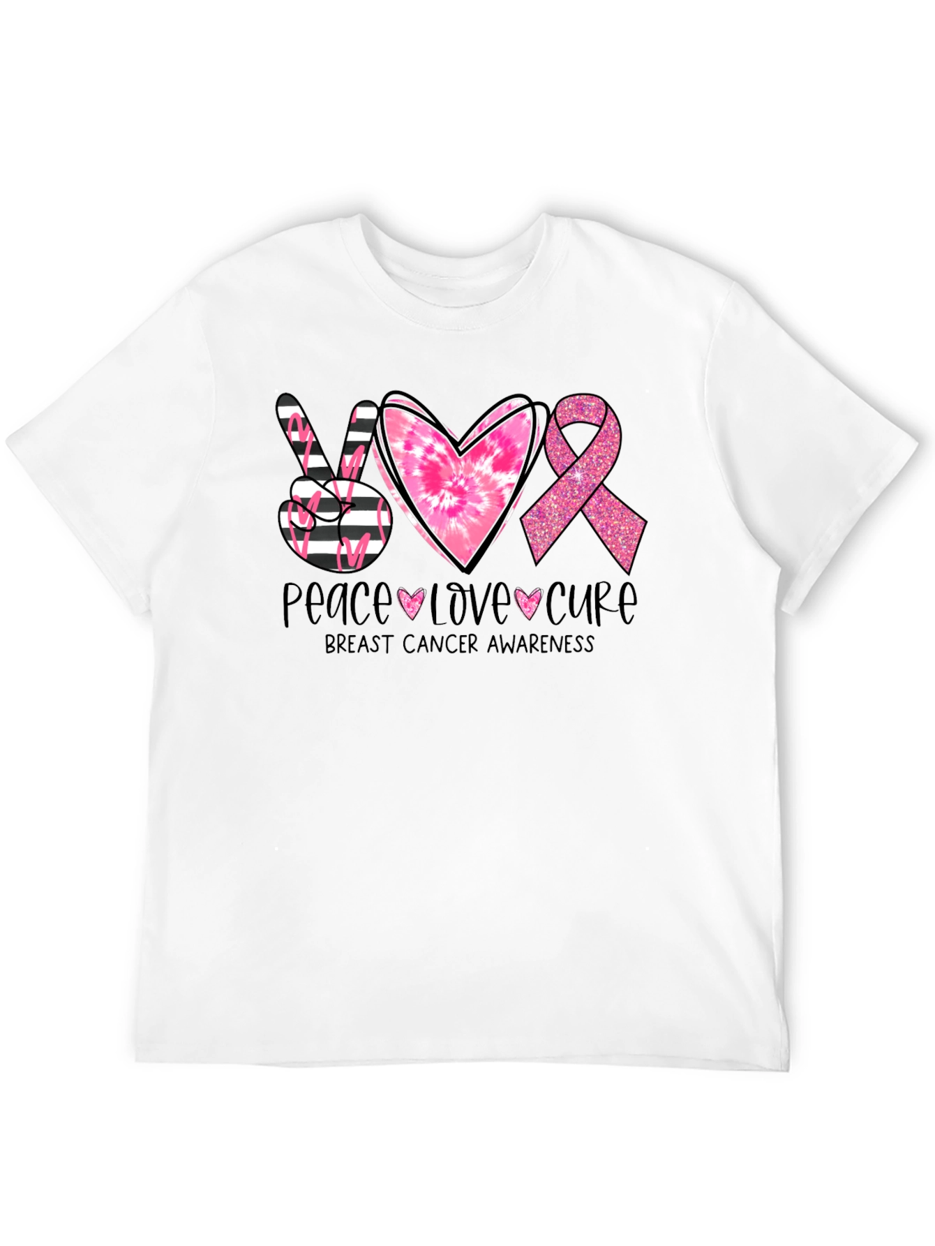 Peace Love Cure Breast Cancer Awareness T-Shirt