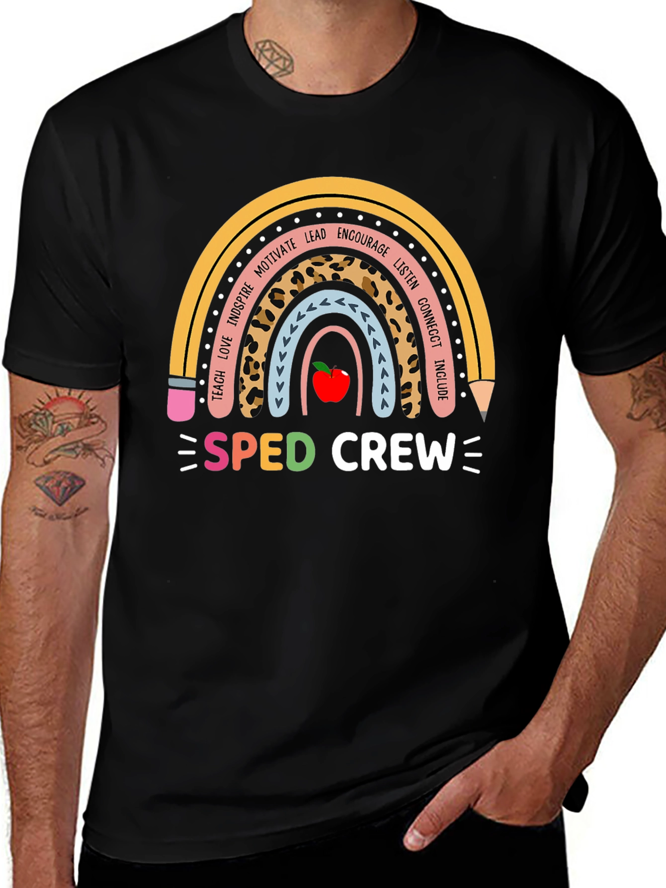 SPED Crew Rainbow Pencil Teacher T-Shirt