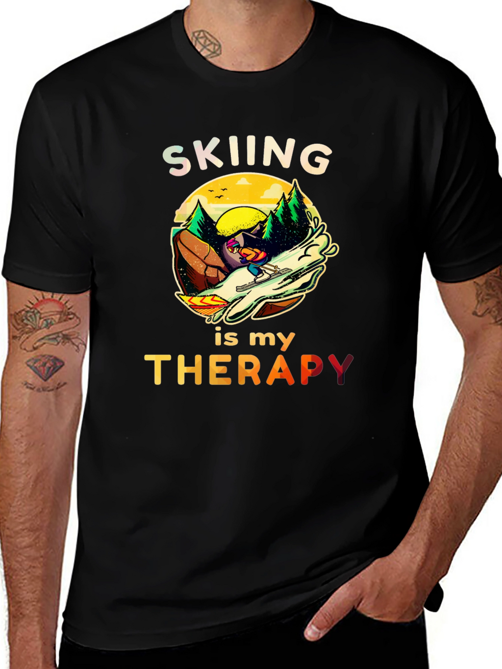 Skiing is my Therapy T-Shirt - Unisex Graphic Tee