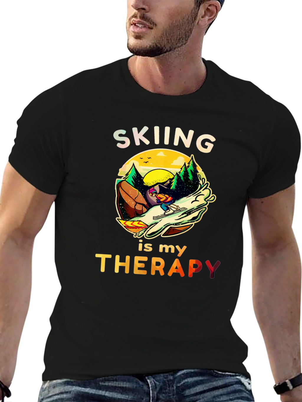 Skiing is my Therapy T-Shirt - Unisex Graphic Tee