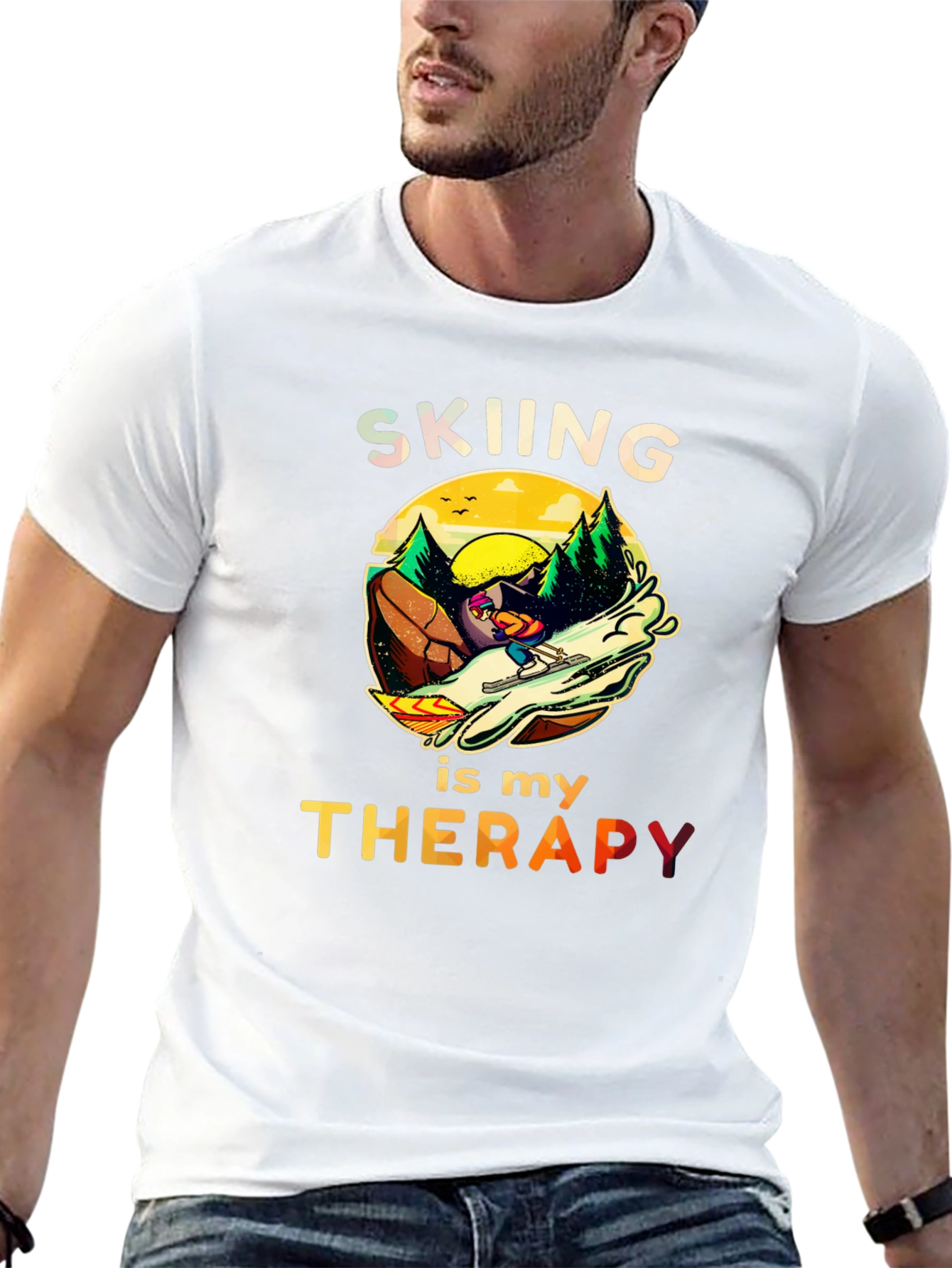 Skiing is my Therapy T-Shirt - Unisex Graphic Tee