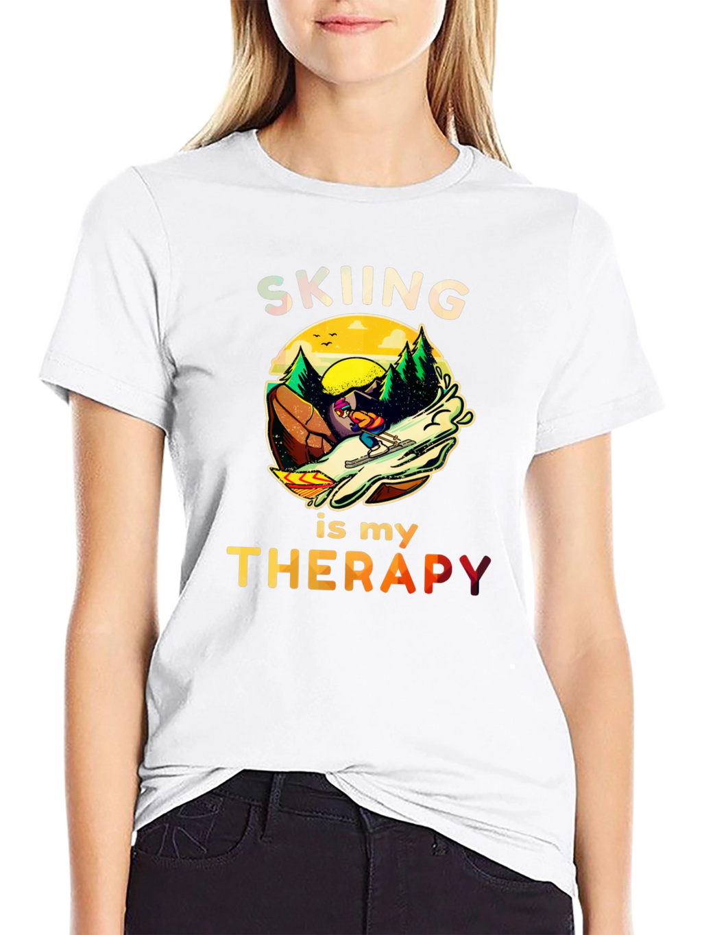 Skiing is my Therapy T-Shirt - Unisex Graphic Tee