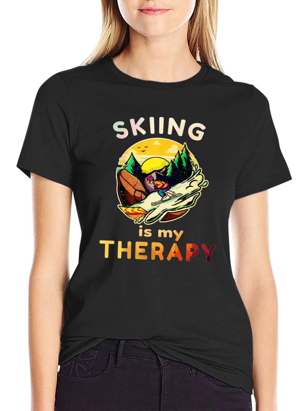 Skiing is my Therapy T-Shirt - Unisex Graphic Tee