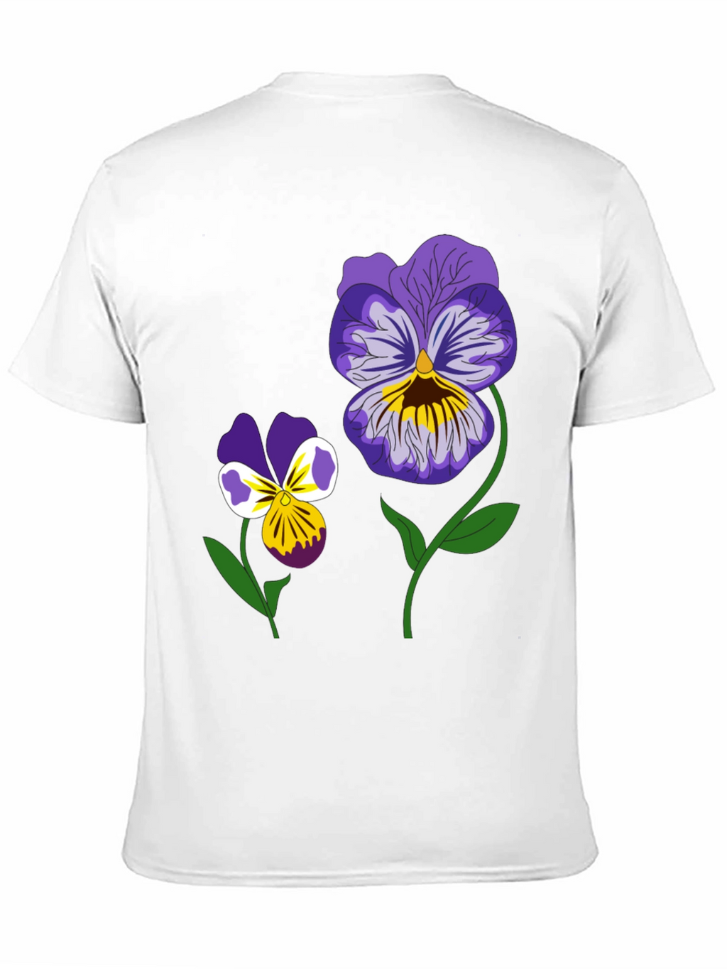Floral Graphic T-Shirt - Pansy Design Black Tee