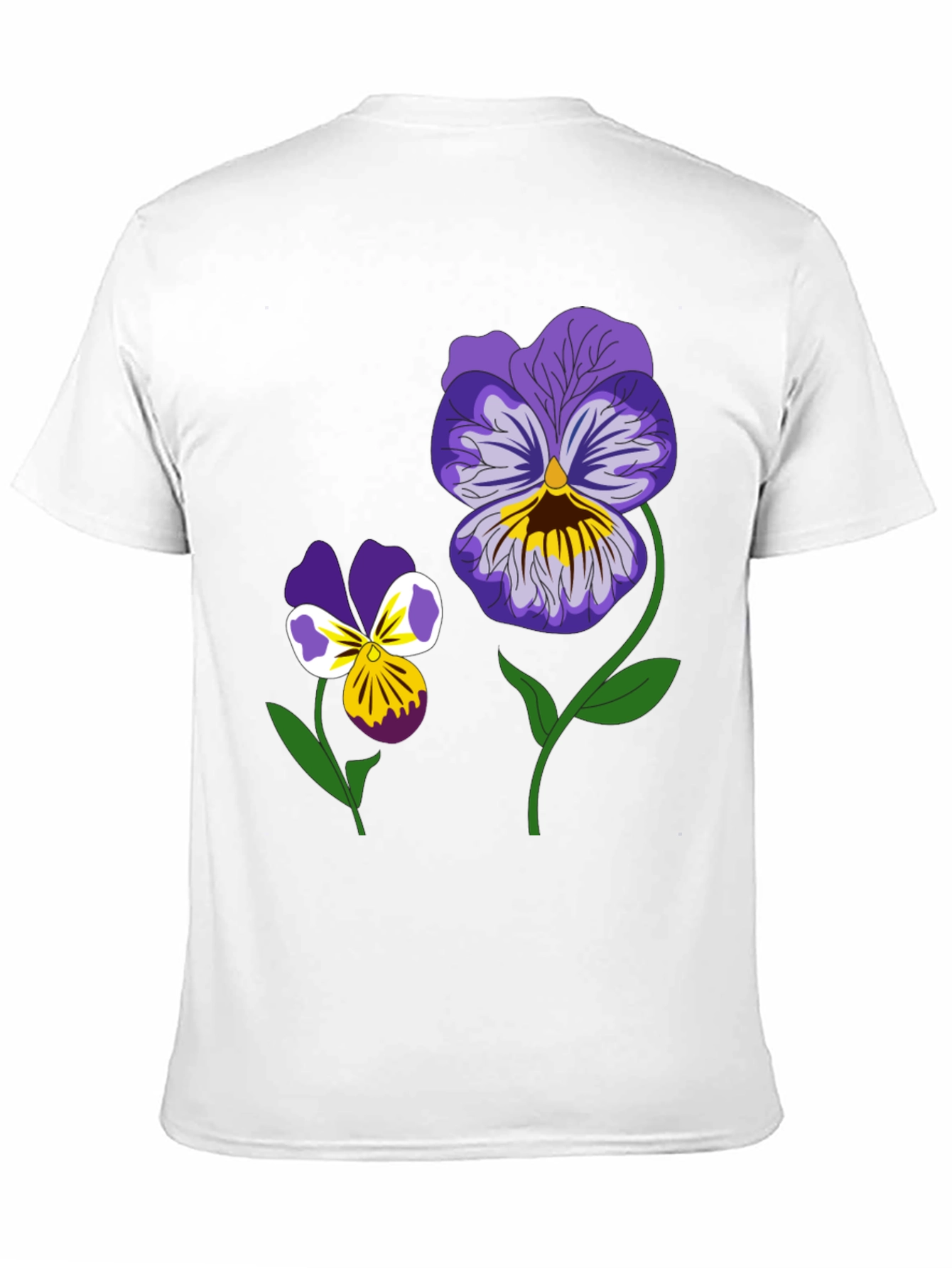 Floral Graphic T-Shirt - Pansy Design Black Tee