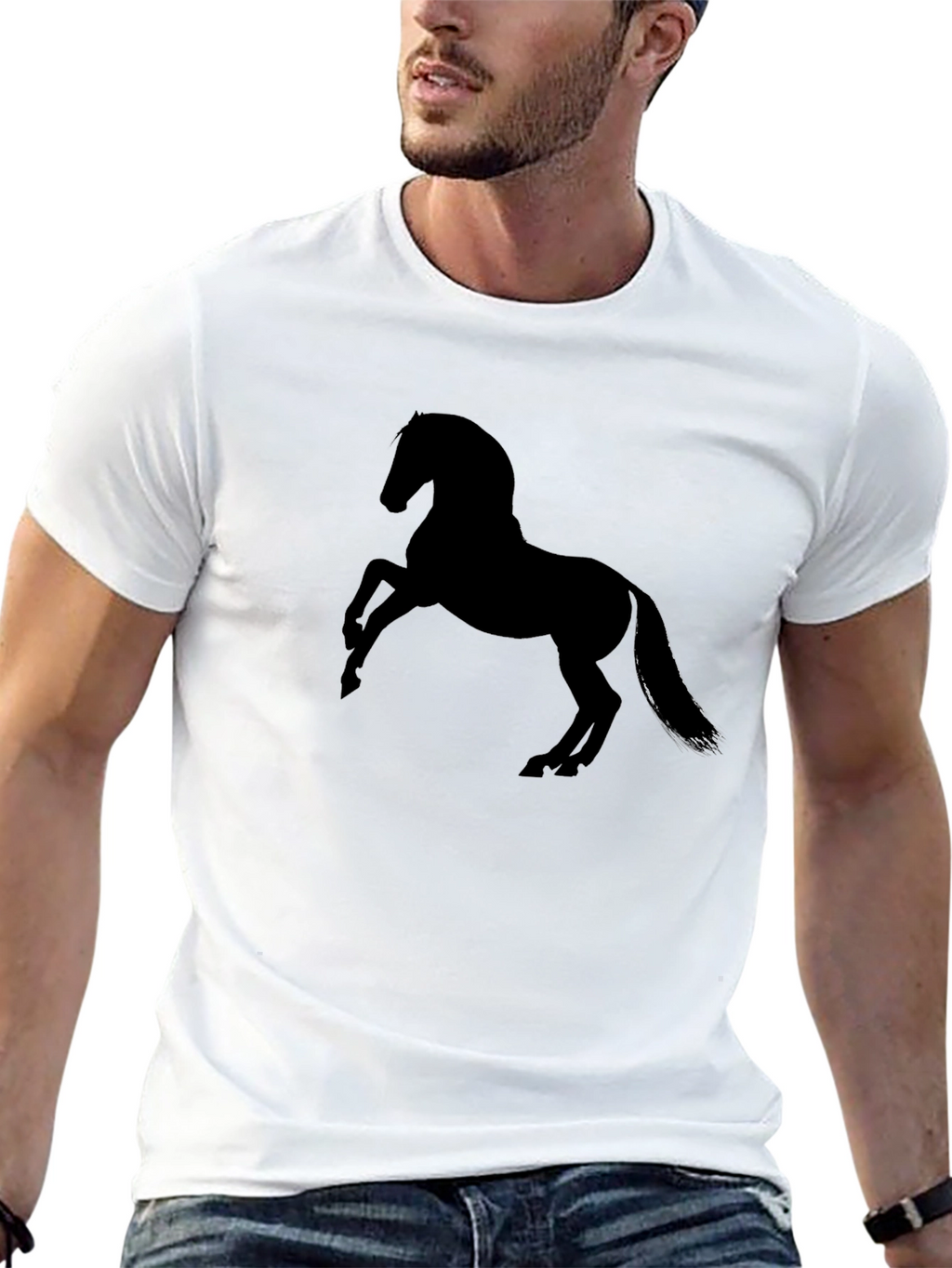 Black Horse Silhouette Mens T-Shirt