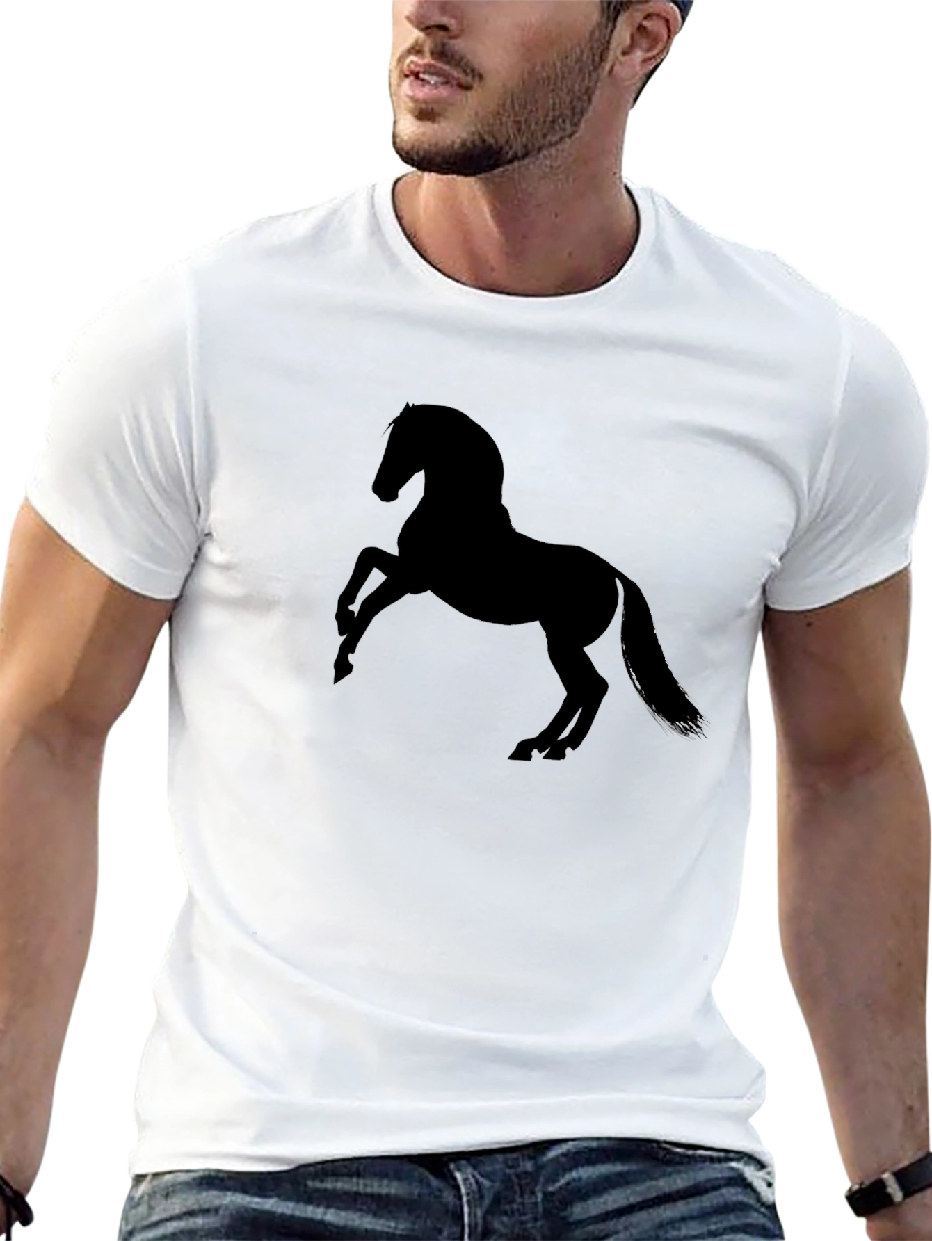Black Horse Silhouette Mens T-Shirt