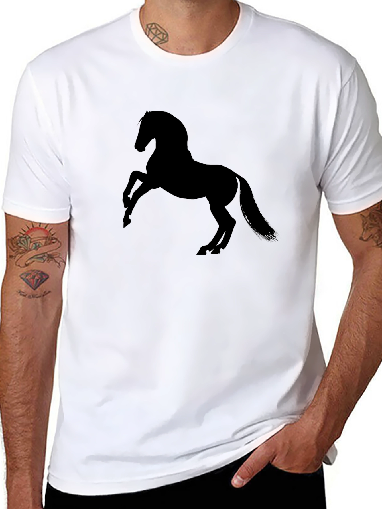 Black Horse Silhouette Mens T-Shirt