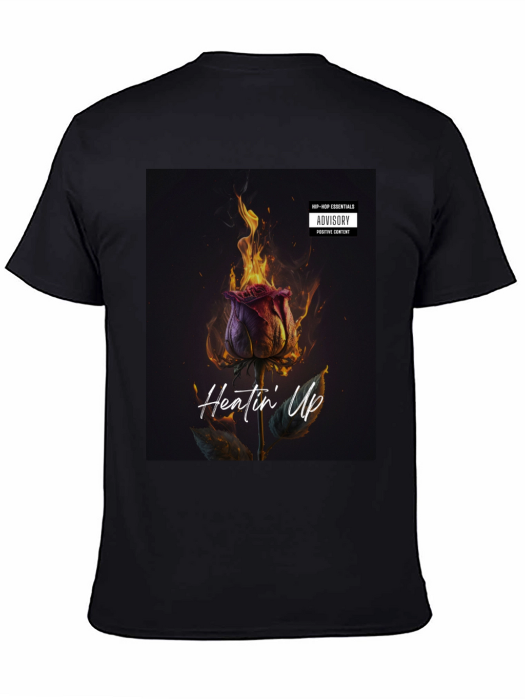 Heatin Up Rose Graphic Tee - Black Cotton Blend