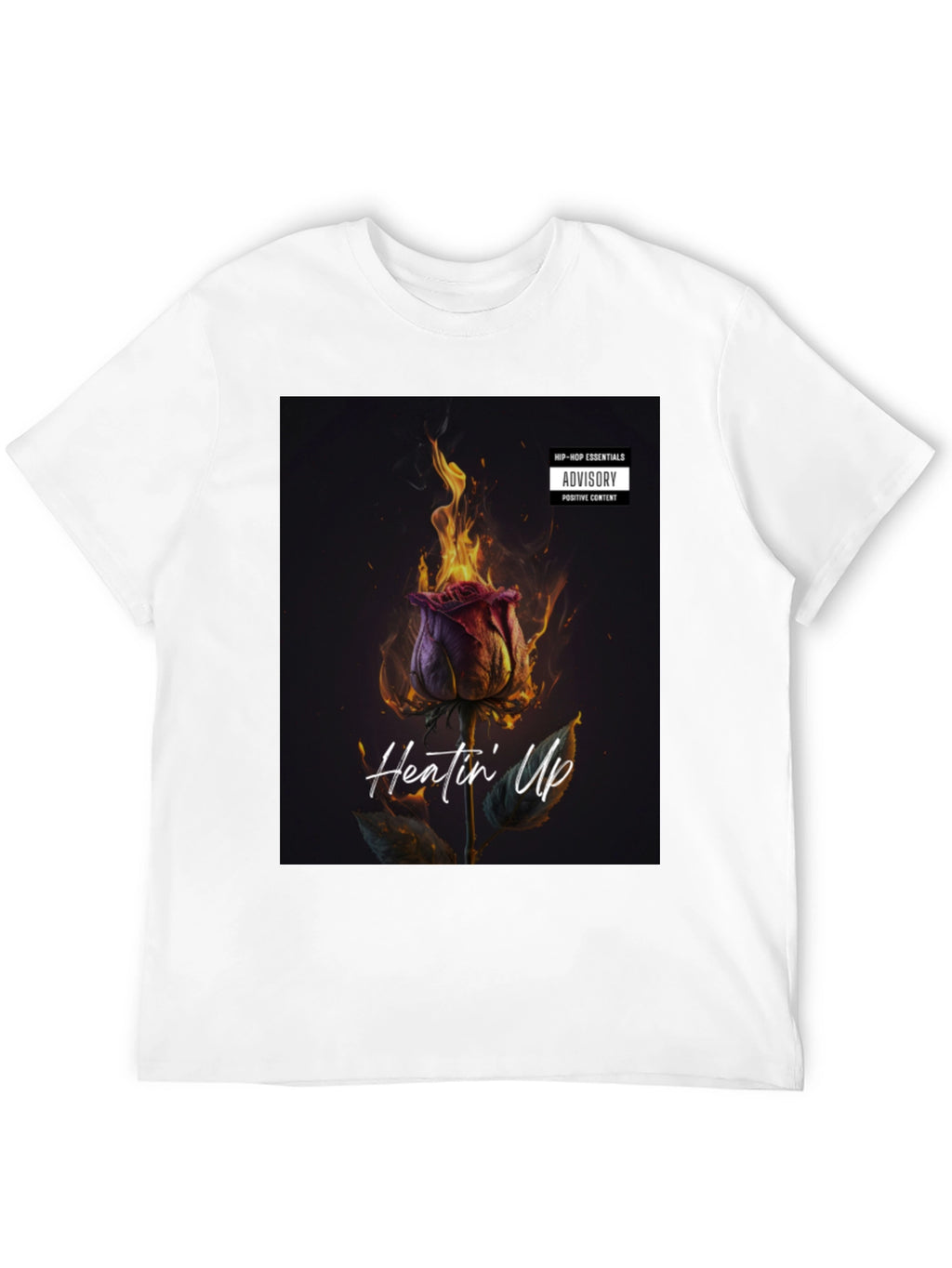 Heatin Up Rose Graphic Tee - Black Cotton Blend
