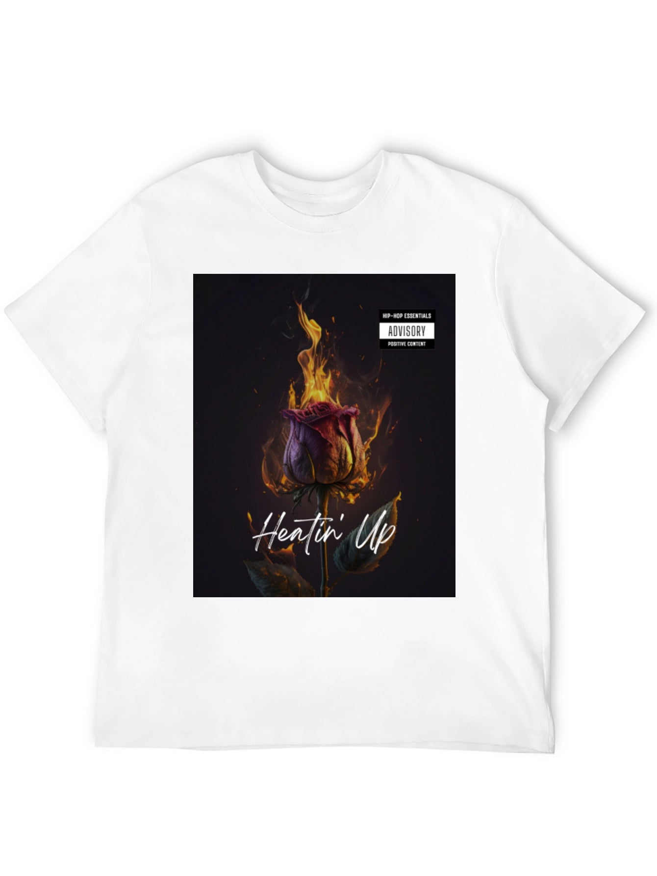 Heatin Up Rose Graphic Tee - Black Cotton Blend