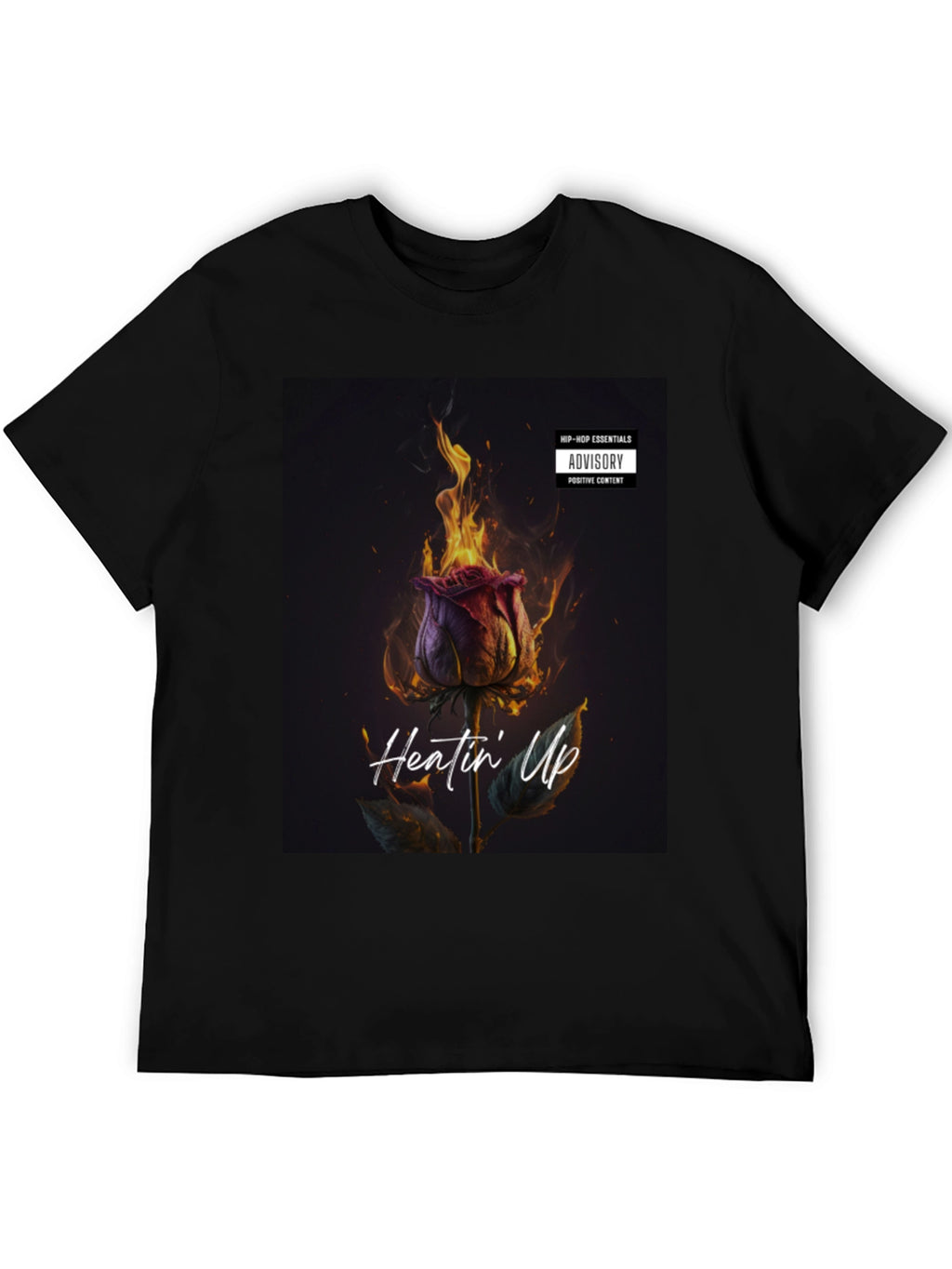 Heatin Up Rose Graphic Tee - Black Cotton Blend