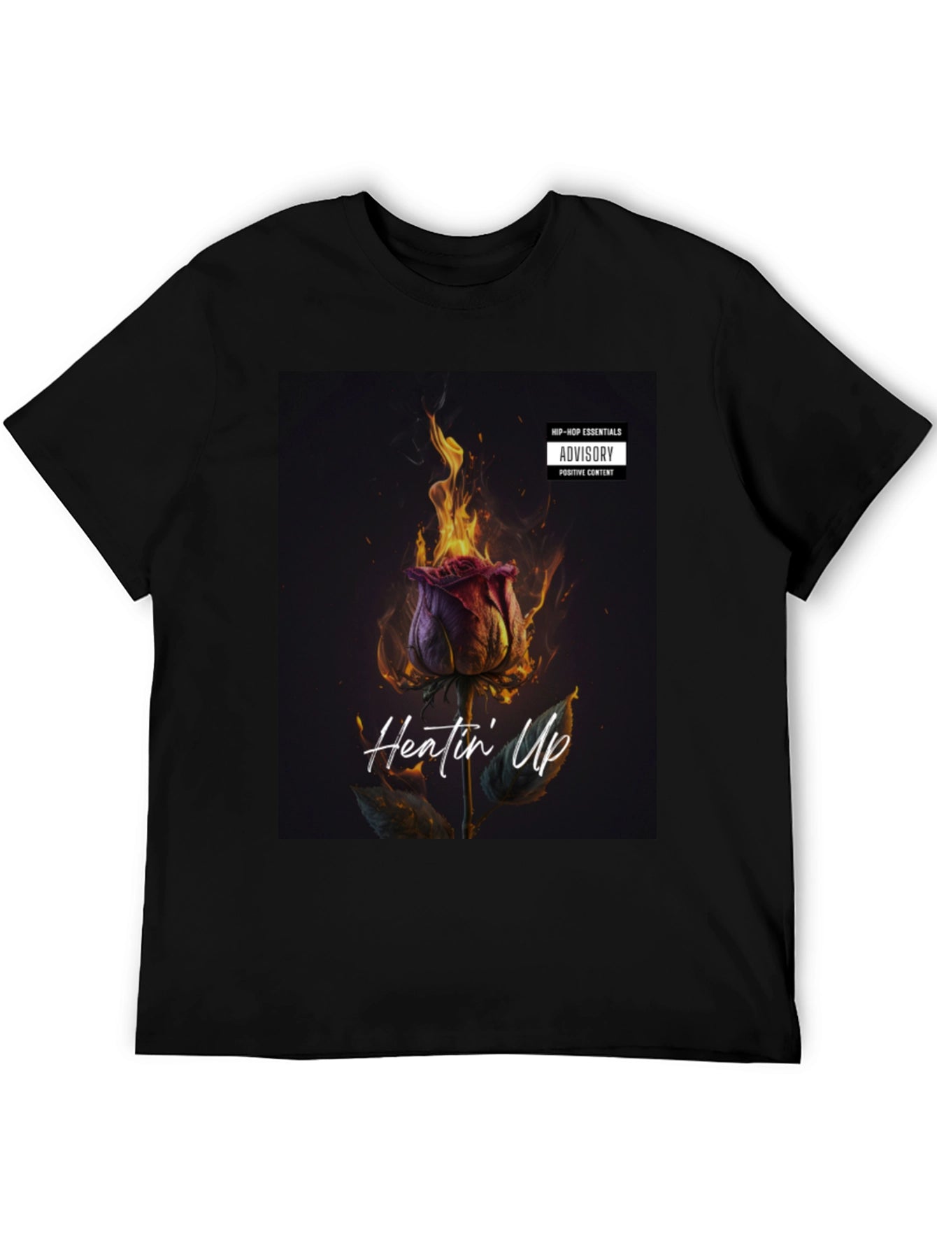 Heatin Up Rose Graphic Tee - Black Cotton Blend