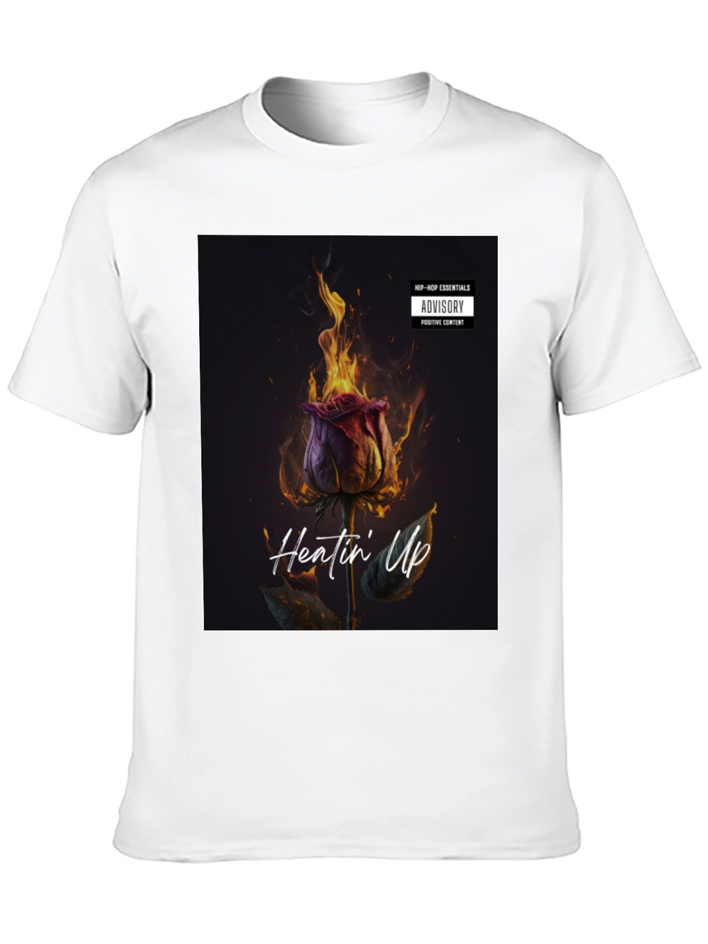 Heatin Up Rose Graphic Tee - Black Cotton Blend