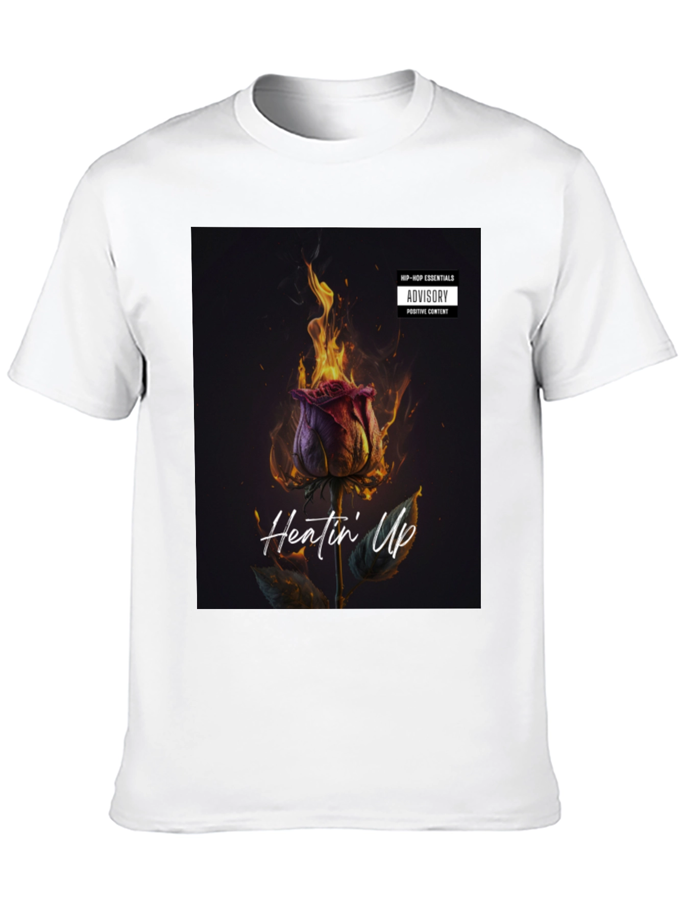 Heatin Up Rose Graphic Tee - Black Cotton Blend