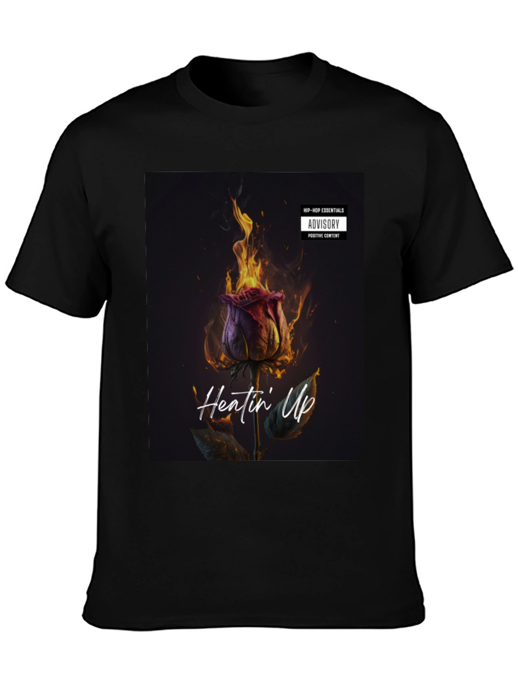 Heatin Up Rose Graphic Tee - Black Cotton Blend