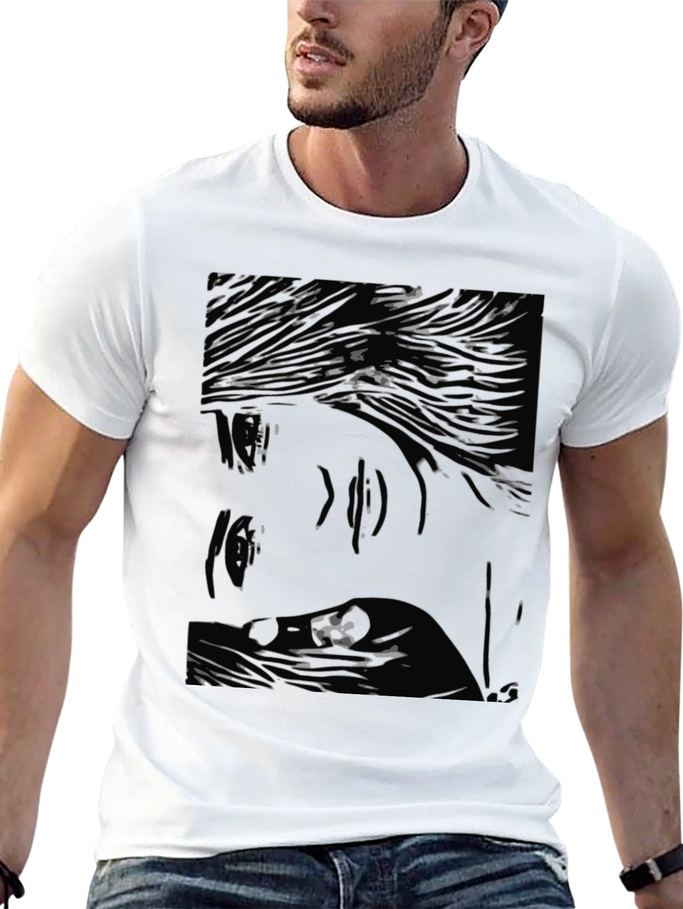 Abstract Art Tee: Black Graphic Print T-Shirt