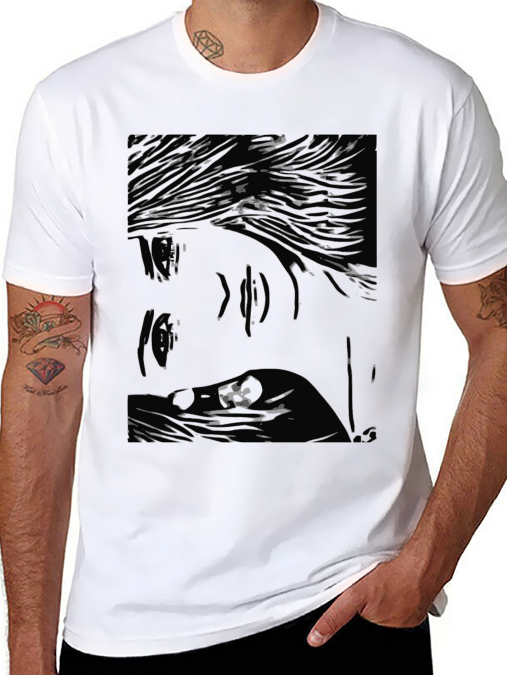 Abstract Art Tee: Black Graphic Print T-Shirt