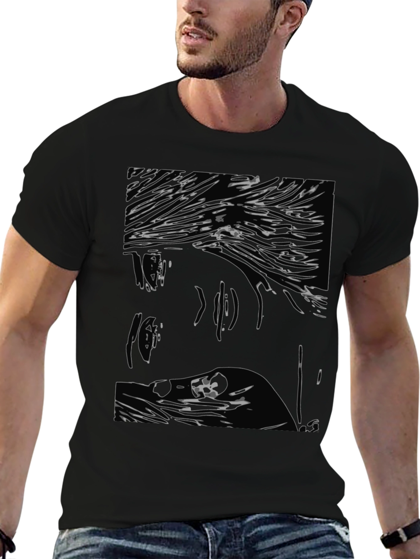 Abstract Art Tee: Black Graphic Print T-Shirt