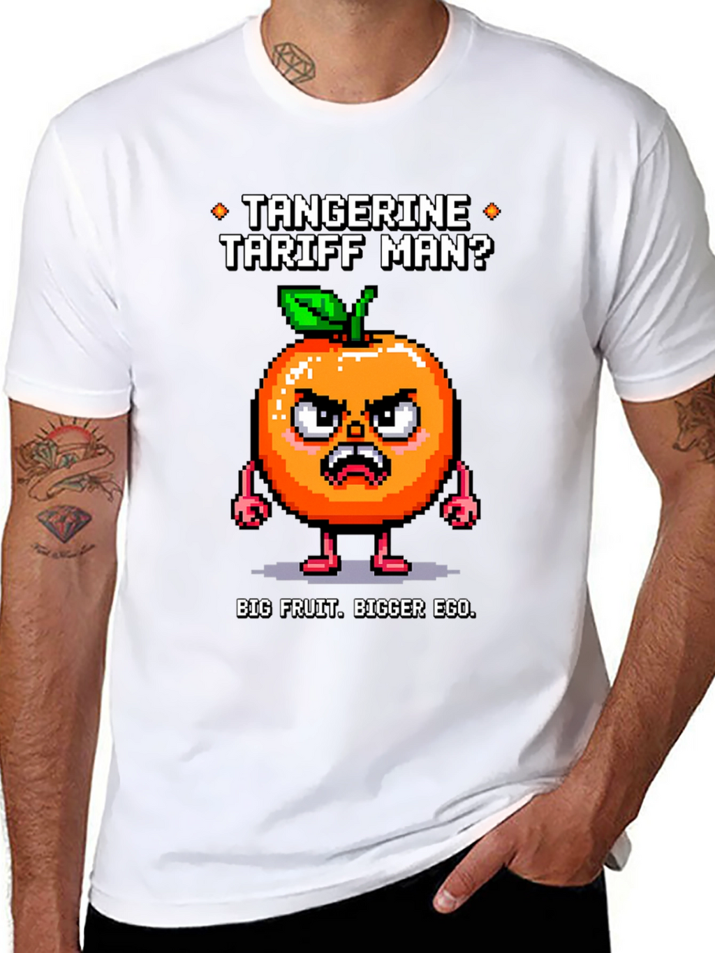 Tangerine Tariff Man Black T-Shirt