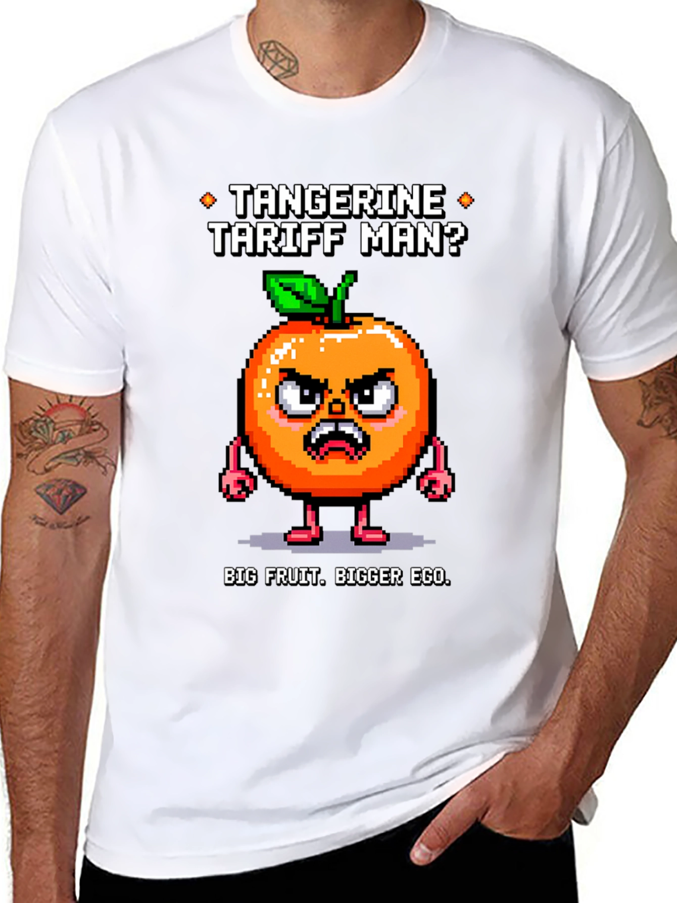 Tangerine Tariff Man Black T-Shirt