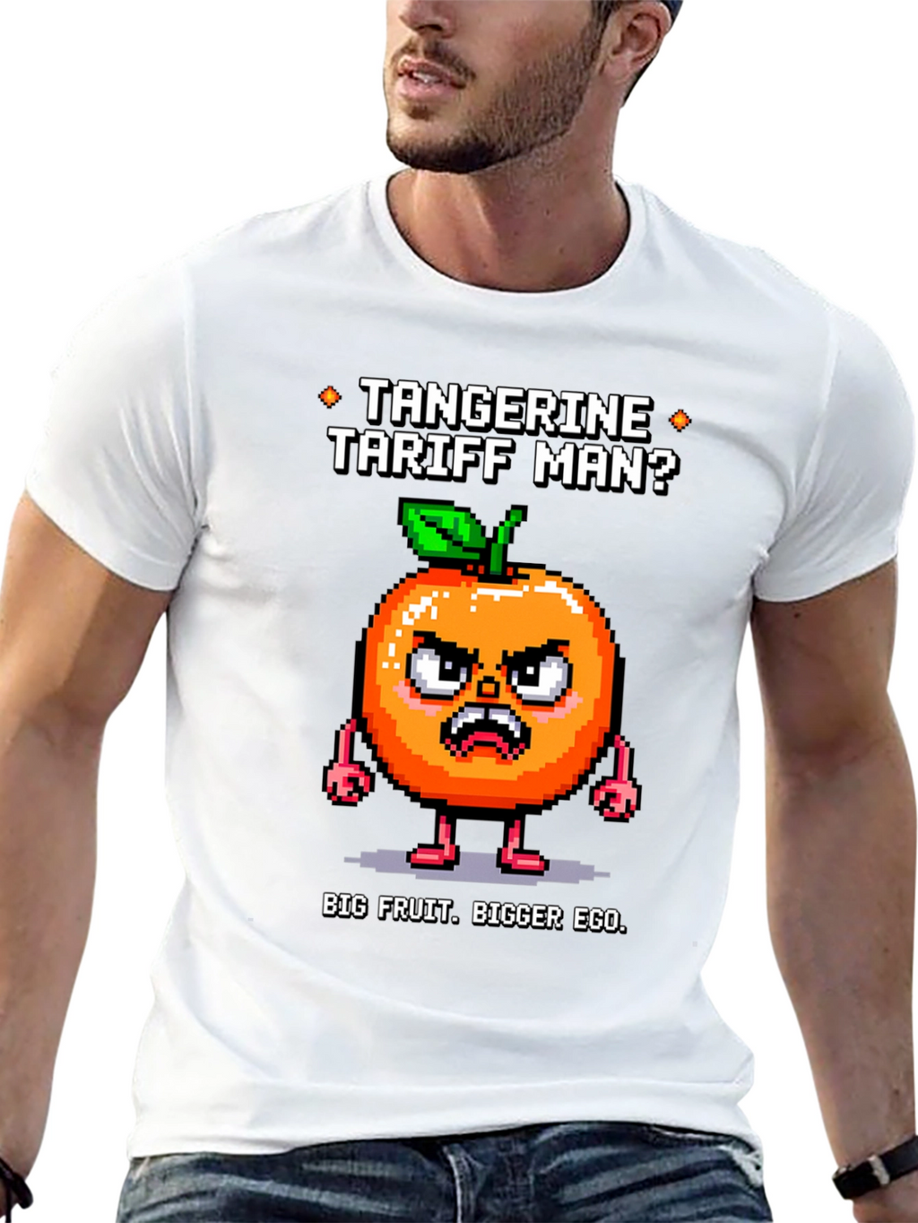 Tangerine Tariff Man Black T-Shirt