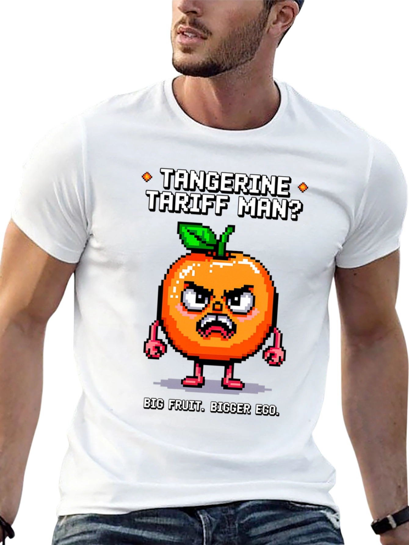 Tangerine Tariff Man Black T-Shirt