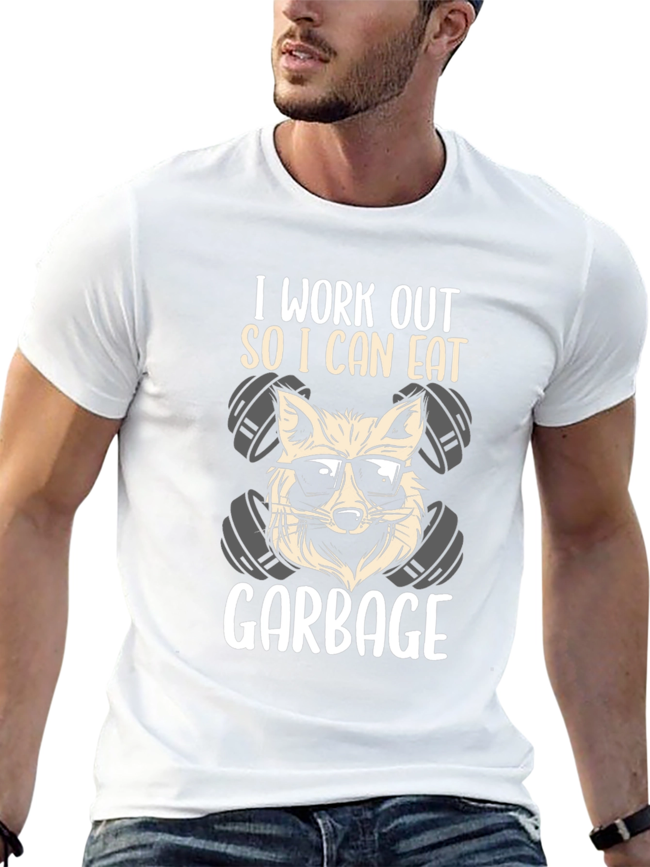 Workout Raccoon T-Shirt - Eat Garbage!