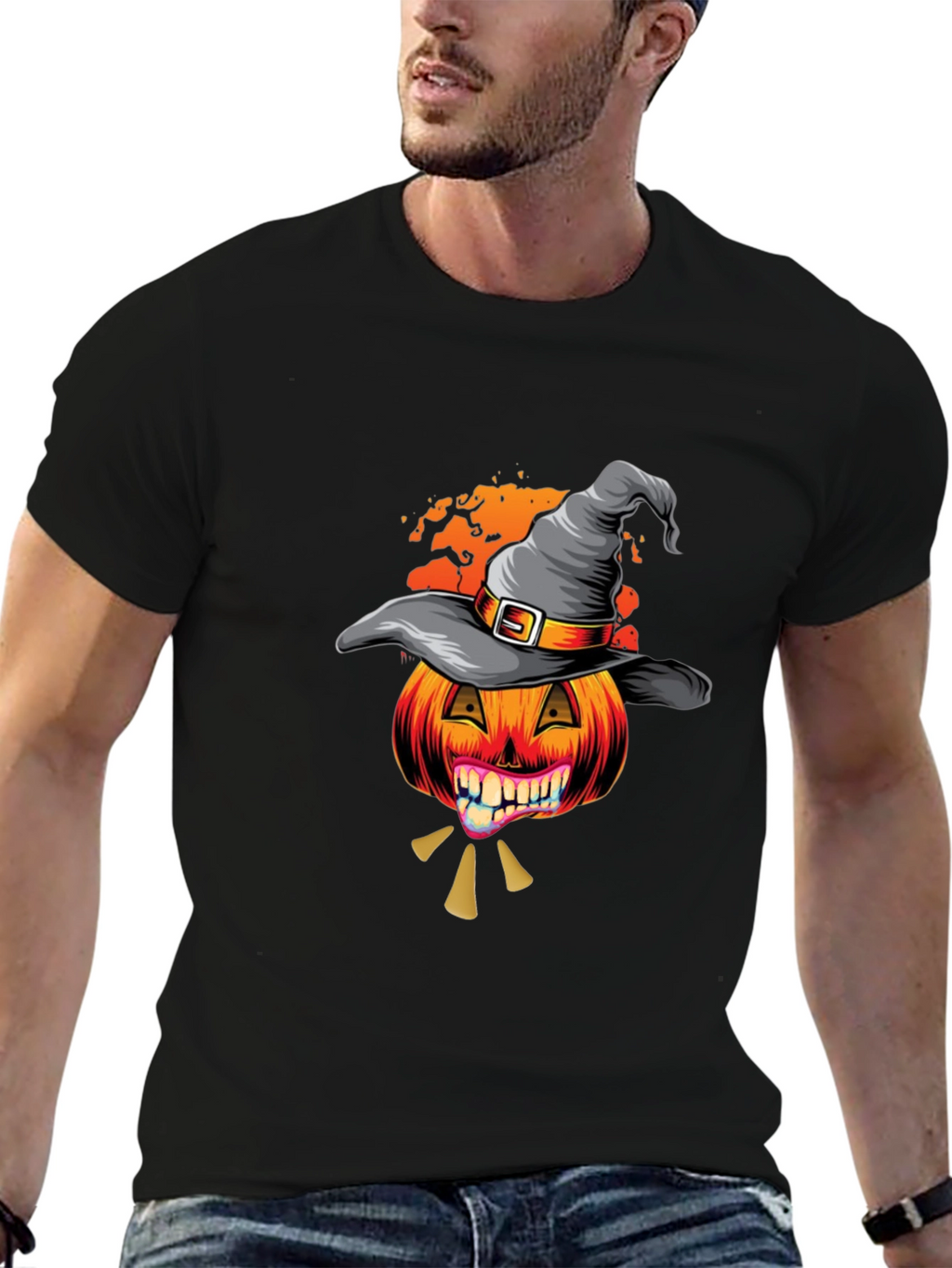 Halloween Pumpkin Witch Hat T-Shirt