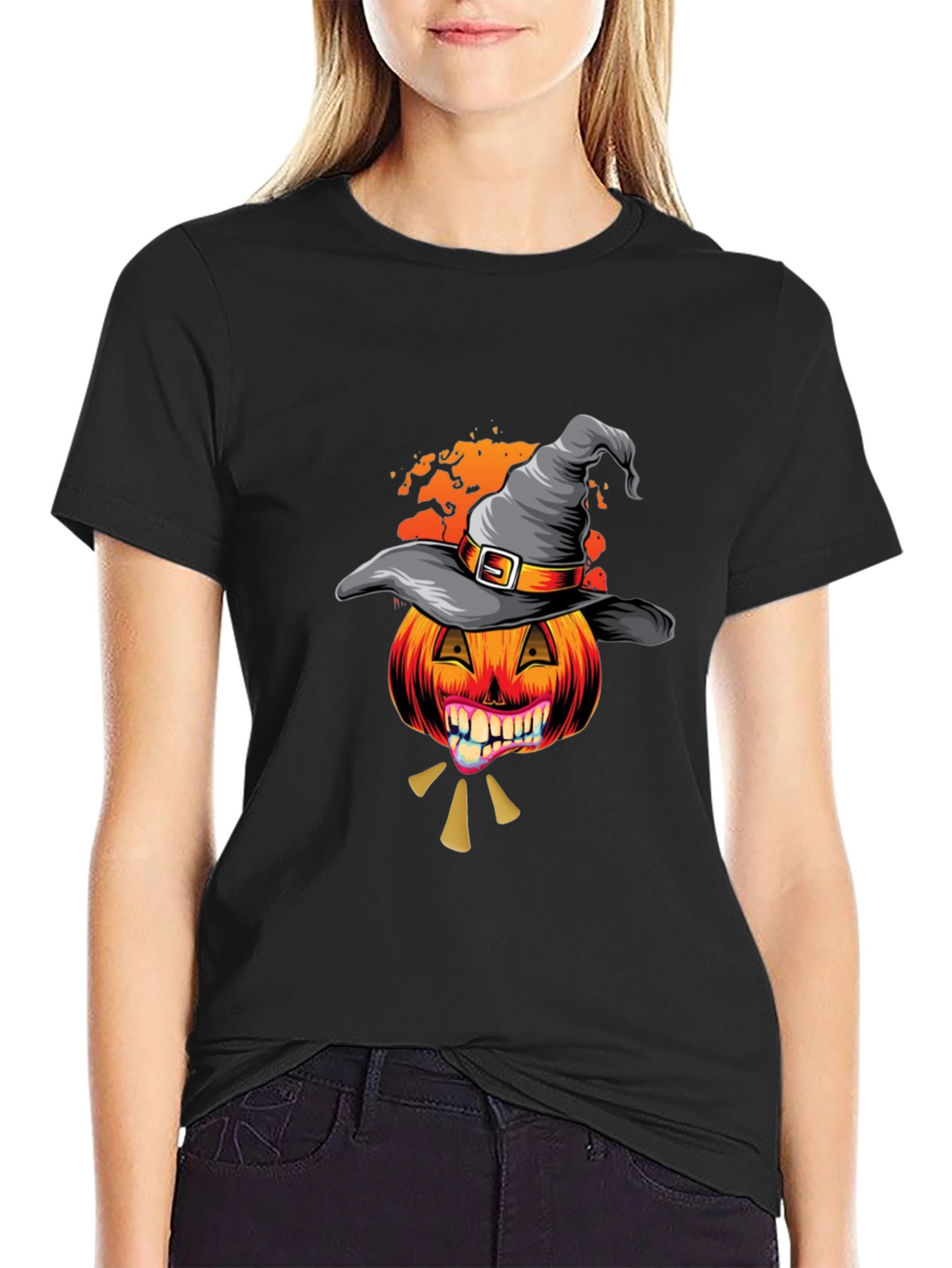 Halloween Pumpkin Witch Hat T-Shirt