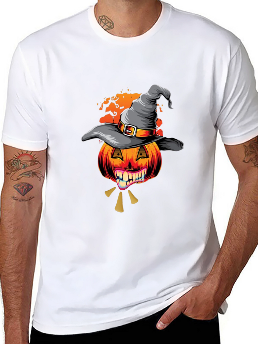 Halloween Pumpkin Witch Hat T-Shirt
