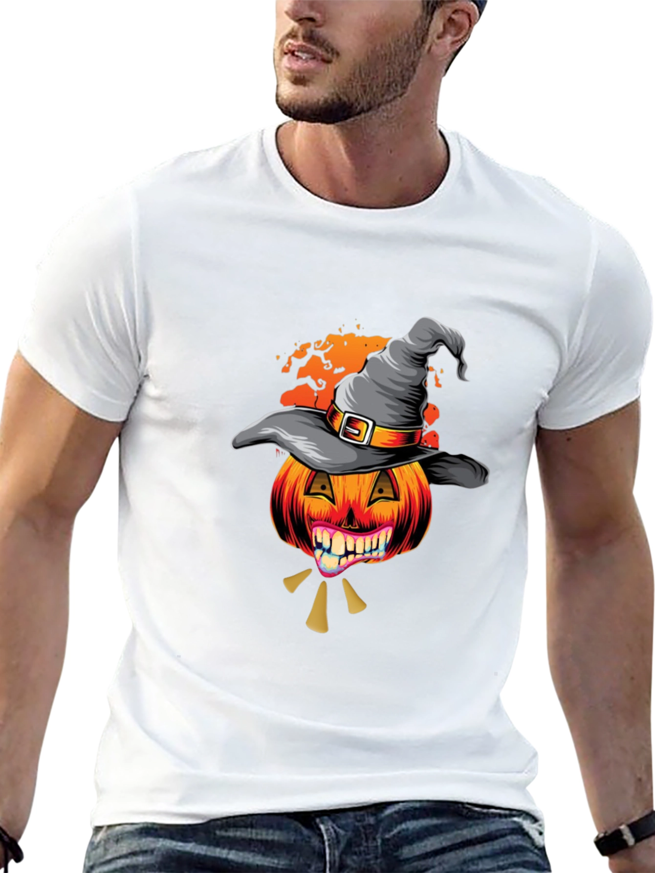 Halloween Pumpkin Witch Hat T-Shirt