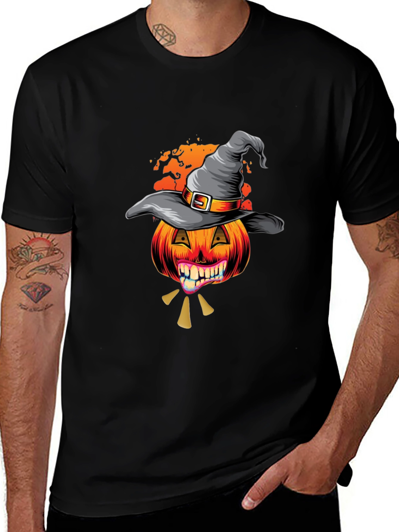 Halloween Pumpkin Witch Hat T-Shirt