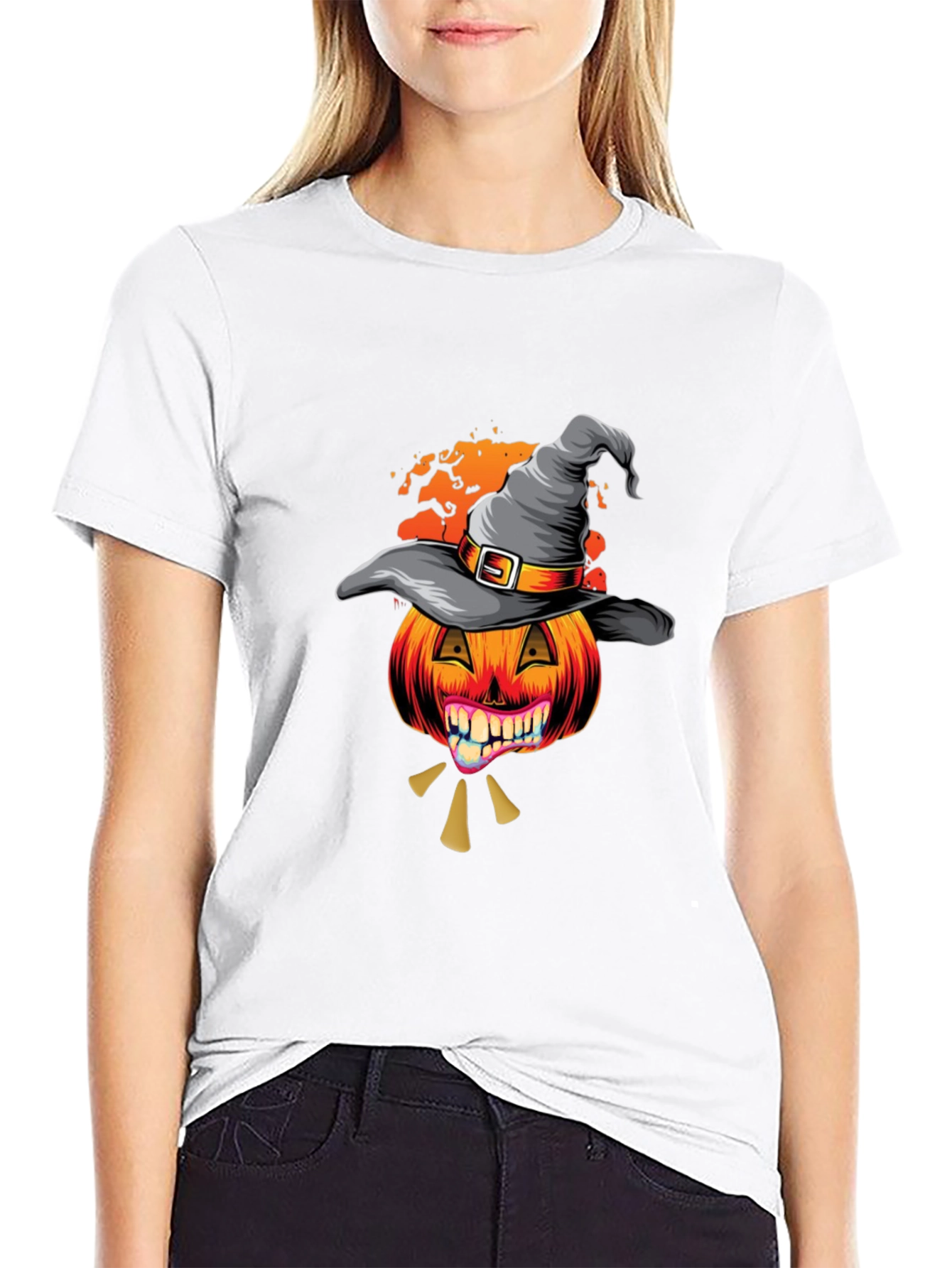 Halloween Pumpkin Witch Hat T-Shirt
