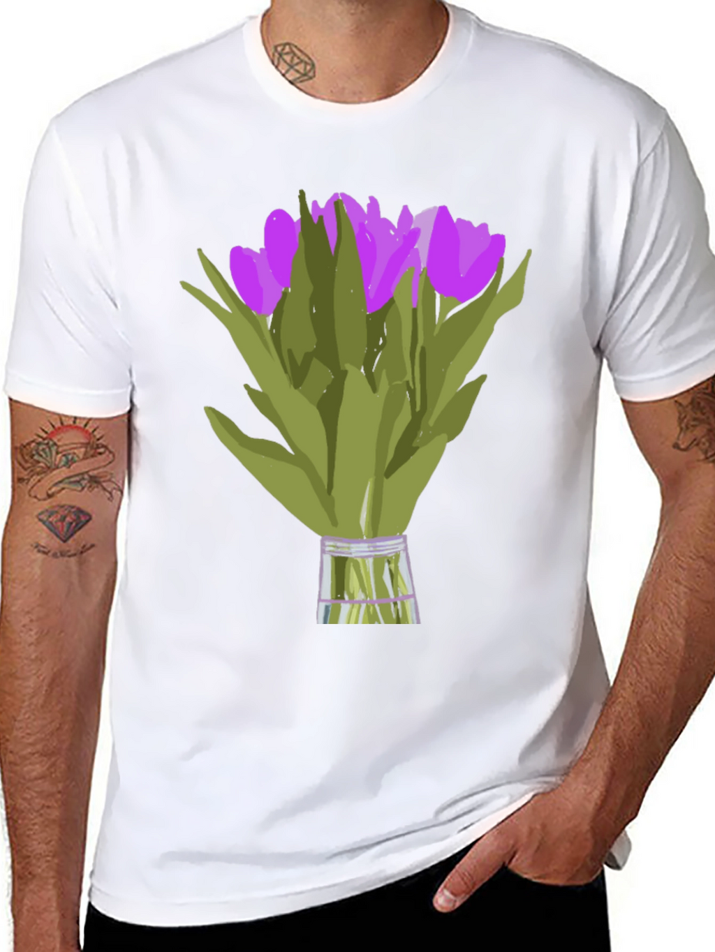 Tulip Bouquet Graphic Tee - Unique Floral Design