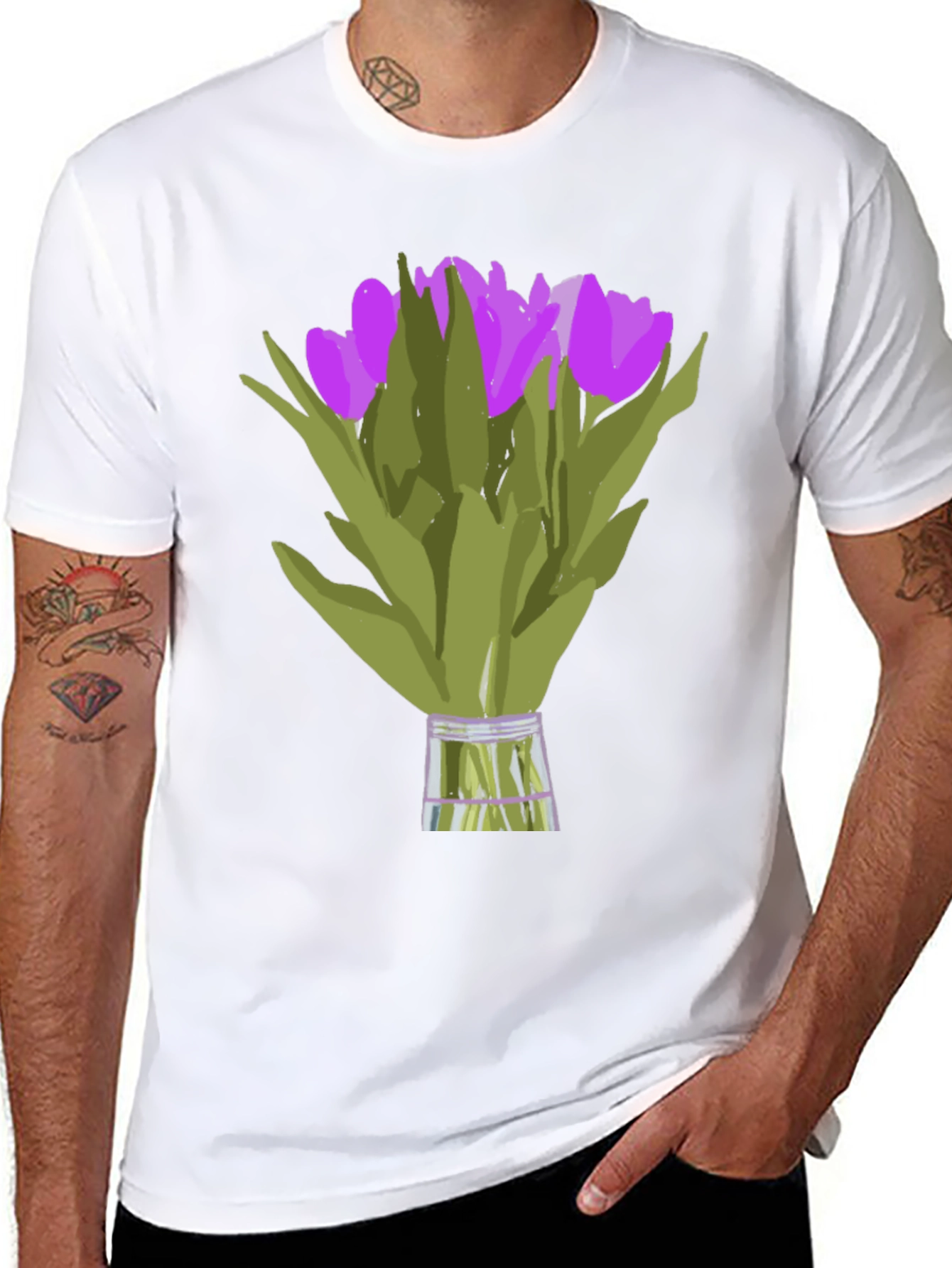 Tulip Bouquet Graphic Tee - Unique Floral Design