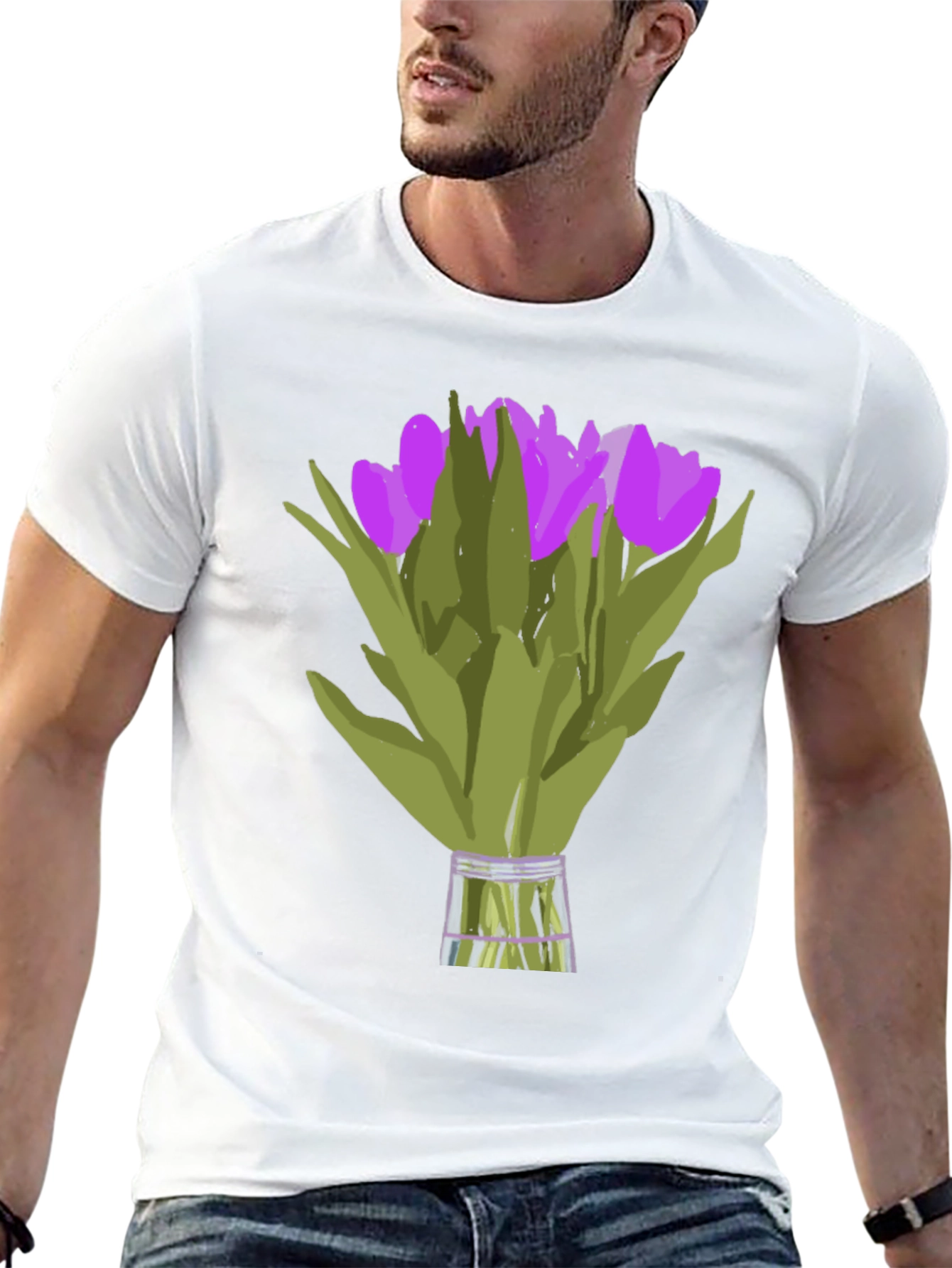 Tulip Bouquet Graphic Tee - Unique Floral Design