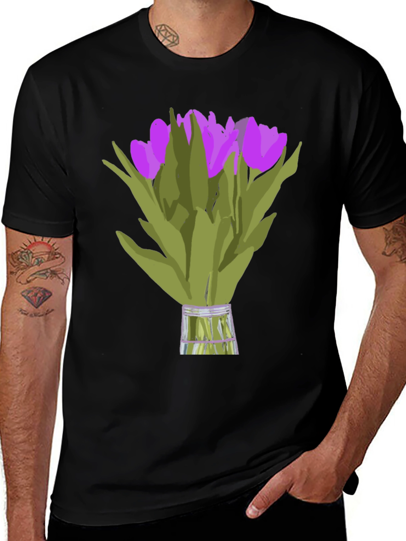 Tulip Bouquet Graphic Tee - Unique Floral Design