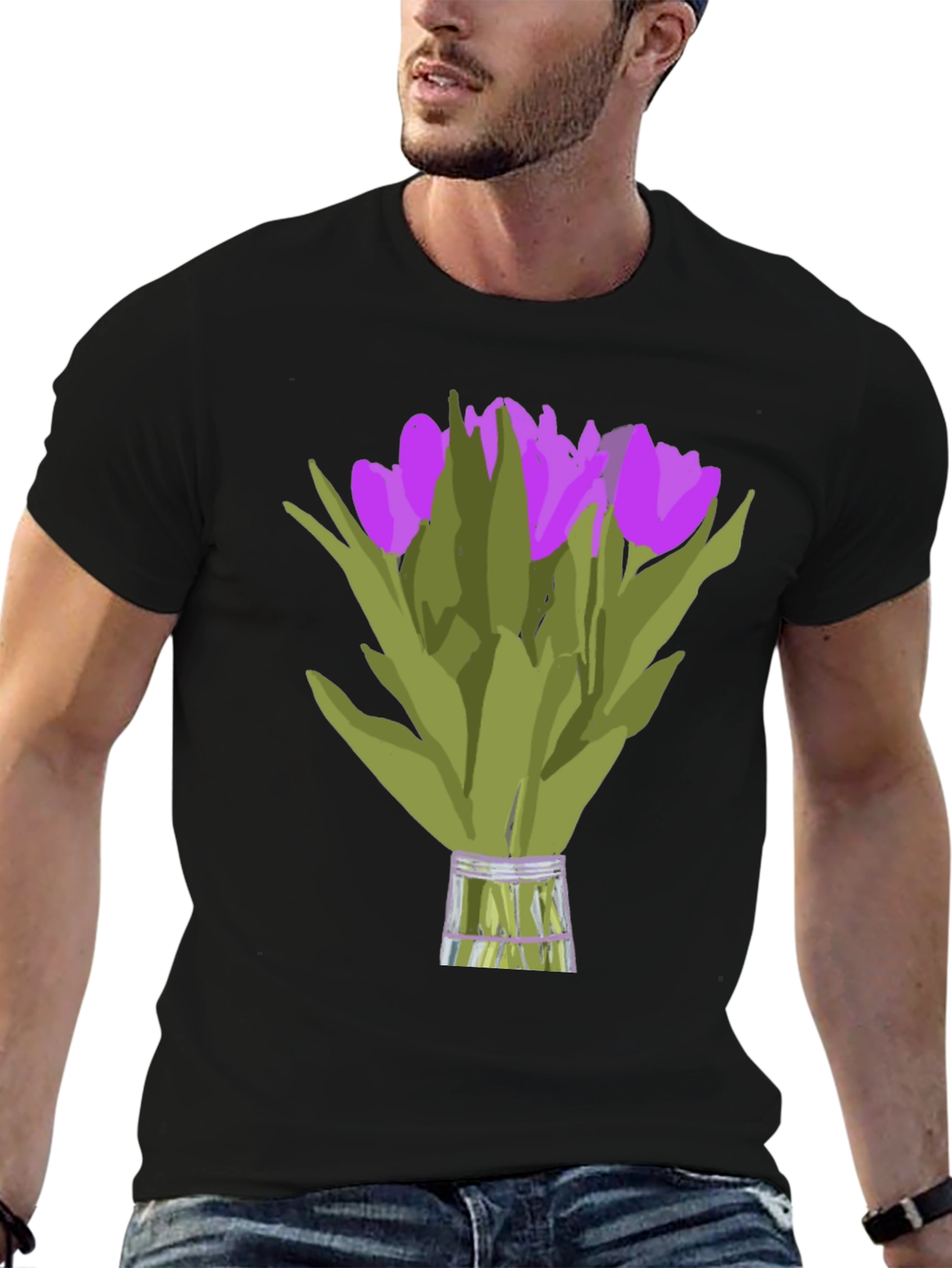 Tulip Bouquet Graphic Tee - Unique Floral Design