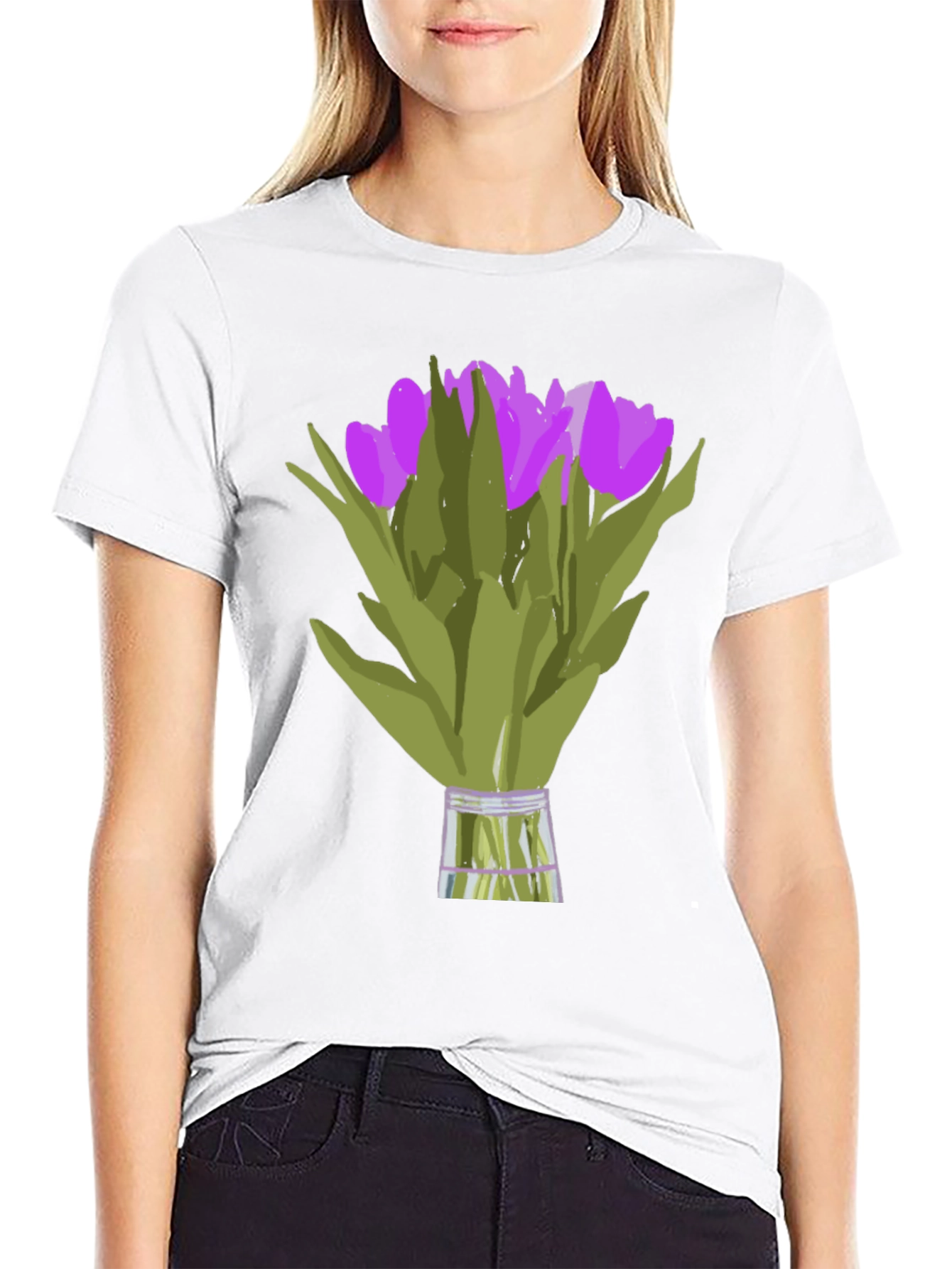 Tulip Bouquet Graphic Tee - Unique Floral Design