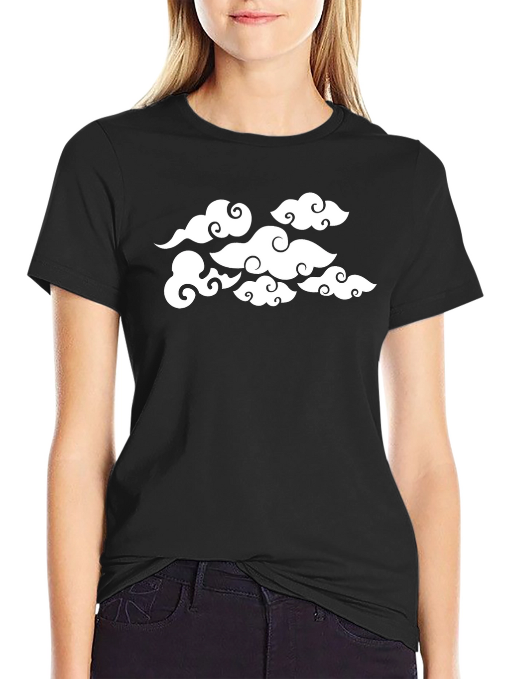 Cloud Print Black T-Shirt - Stylish Graphic Tee