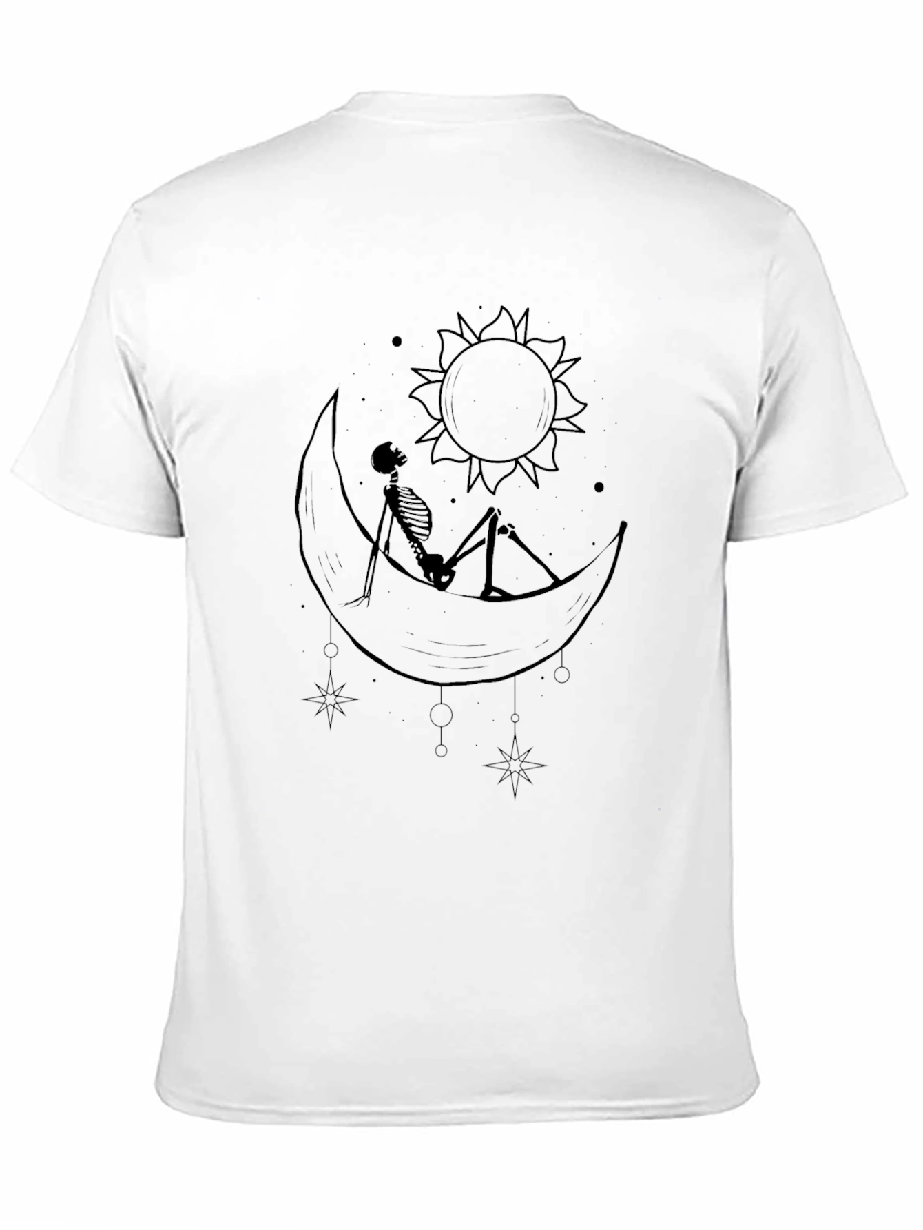 Moon & Sun Skeleton T-Shirt - Gothic Celestial Design