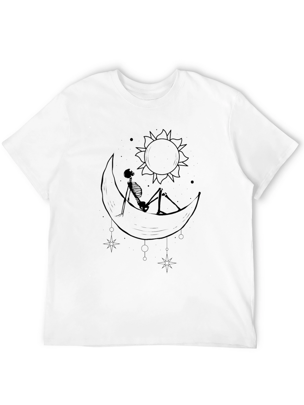 Moon & Sun Skeleton T-Shirt - Gothic Celestial Design